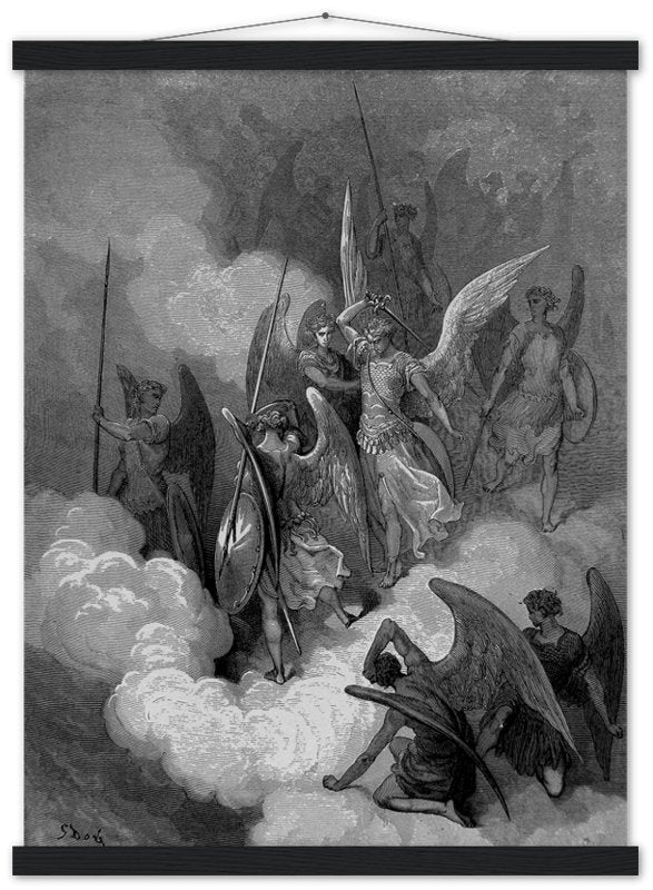 Paradise Lost Poster Angel Abdiel Attacks Satan Gustav Dore Poster Print - WallArtPrints4U