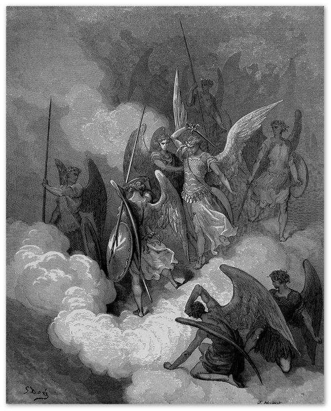 Paradise Lost Poster Angel Abdiel Attacks Satan Gustav Dore Poster Print - WallArtPrints4U