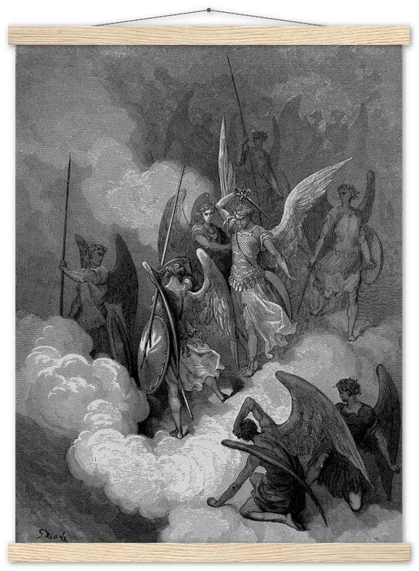 Paradise Lost Poster Angel Abdiel Attacks Satan Gustav Dore Poster Print - WallArtPrints4U