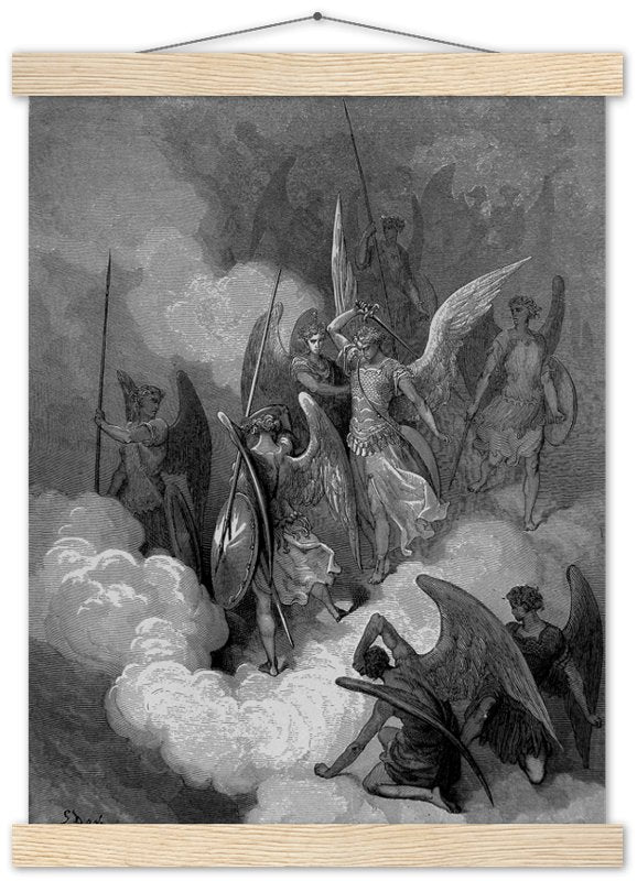 Paradise Lost Poster Angel Abdiel Attacks Satan Gustav Dore Poster Print - WallArtPrints4U