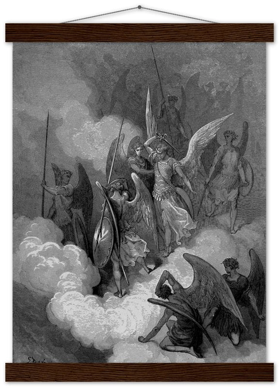 Paradise Lost Poster Angel Abdiel Attacks Satan Gustav Dore Poster Print - WallArtPrints4U