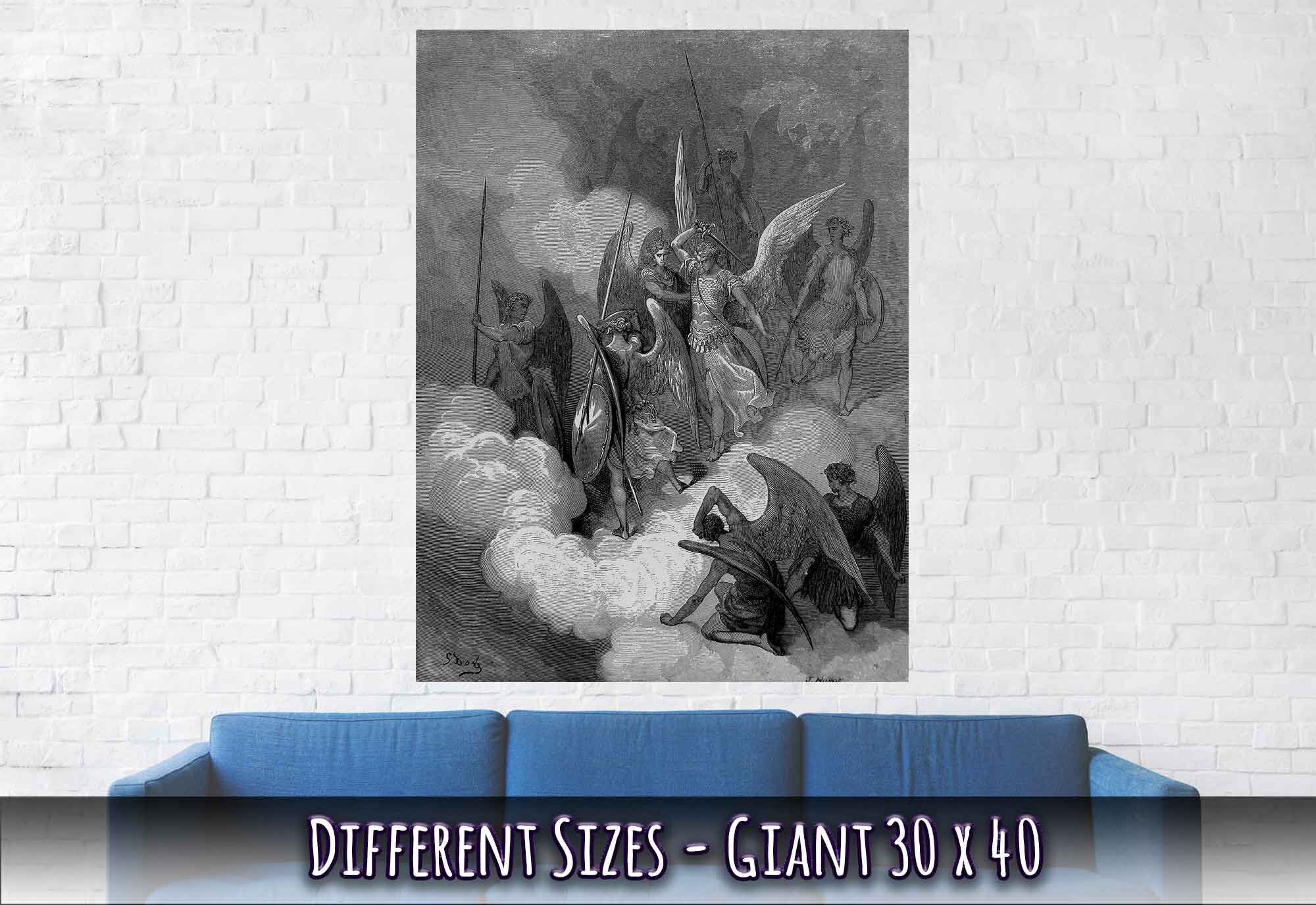 Paradise Lost Poster Angel Abdiel Attacks Satan Gustav Dore Poster Print - WallArtPrints4U