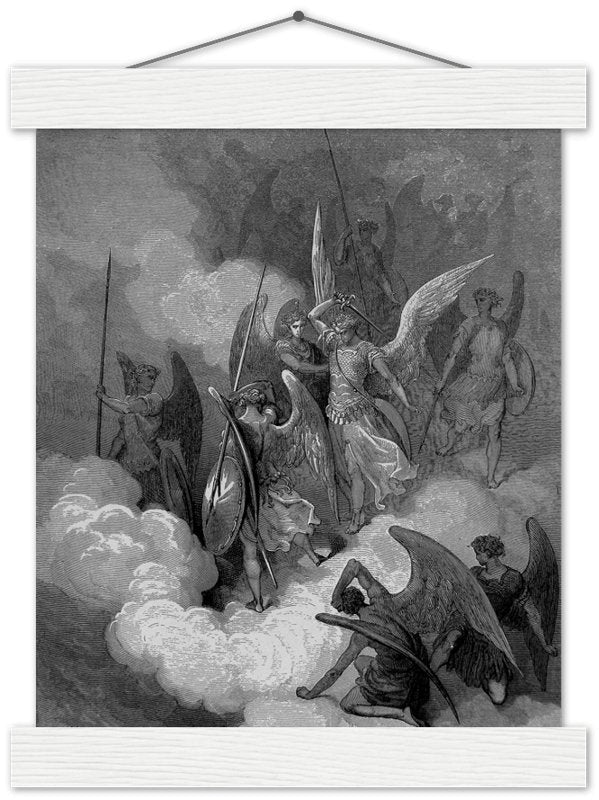 Paradise Lost Poster Angel Abdiel Attacks Satan Gustav Dore Poster Print - WallArtPrints4U