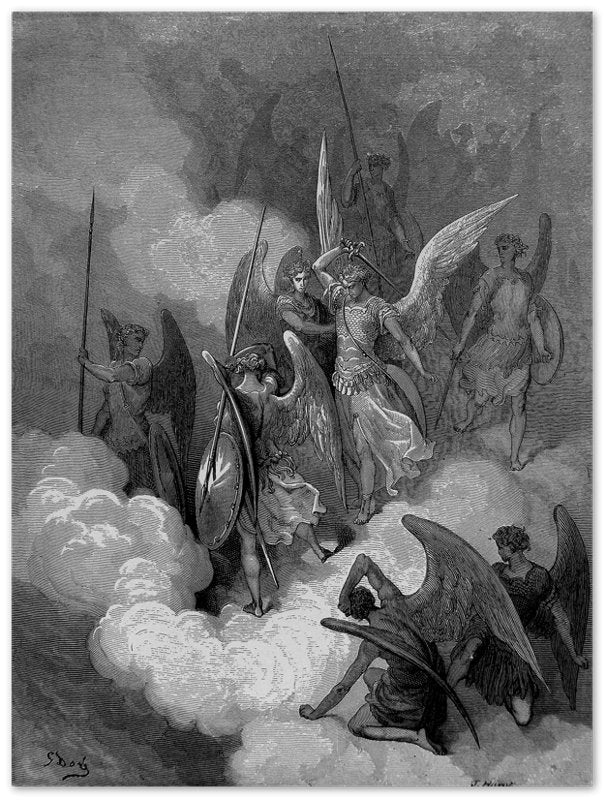 Paradise Lost Poster Angel Abdiel Attacks Satan Gustav Dore Poster Print - WallArtPrints4U