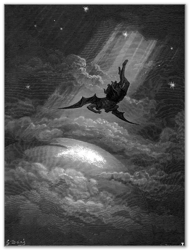 Paradise Lost Poster, Lucifer Cast From Heaven, Gustav Dore Poster - Paradise Lost Illustration Print - WallArtPrints4U