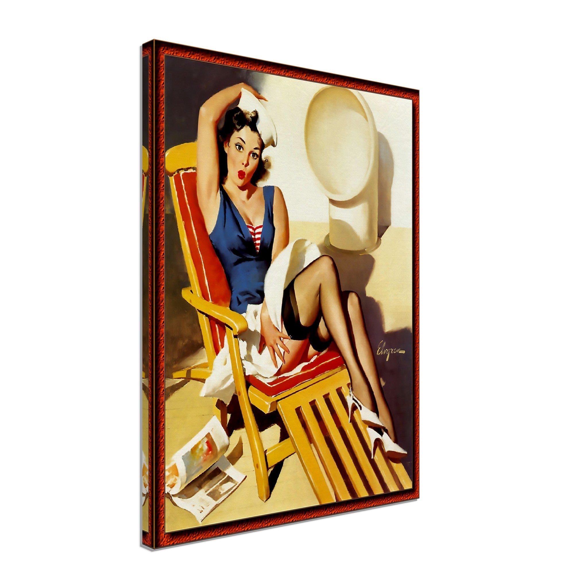 Pin Up Canvas, Gil Elvgren, Deck Chair Pin Up - Vintage Art - Retro Pin Up Girl Canvas Print - Late 1940'S - 1950'S - WallArtPrints4U