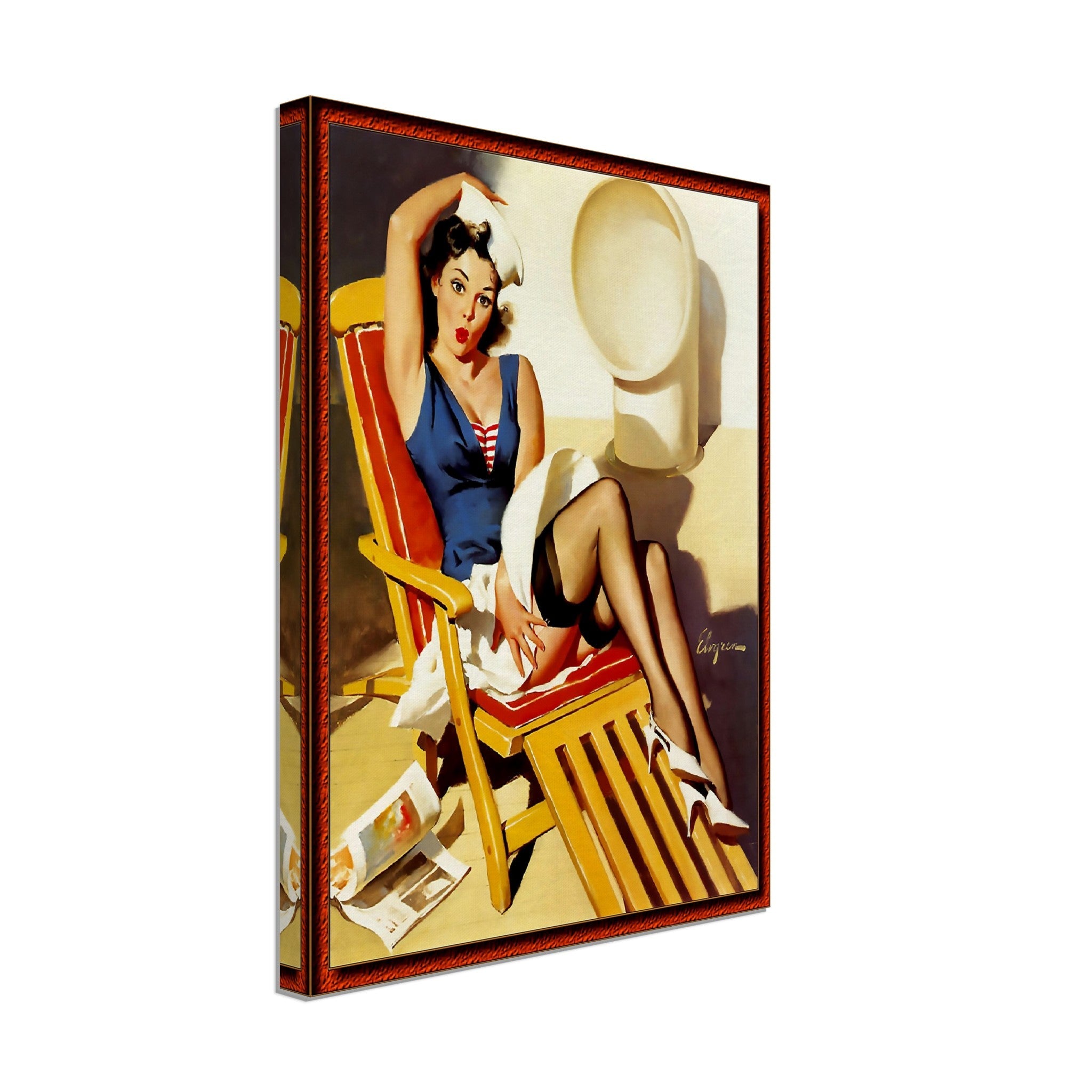 Pin Up Canvas, Gil Elvgren, Deck Chair Pin Up - Vintage Art - Retro Pin Up Girl Canvas Print - Late 1940'S - 1950'S - WallArtPrints4U