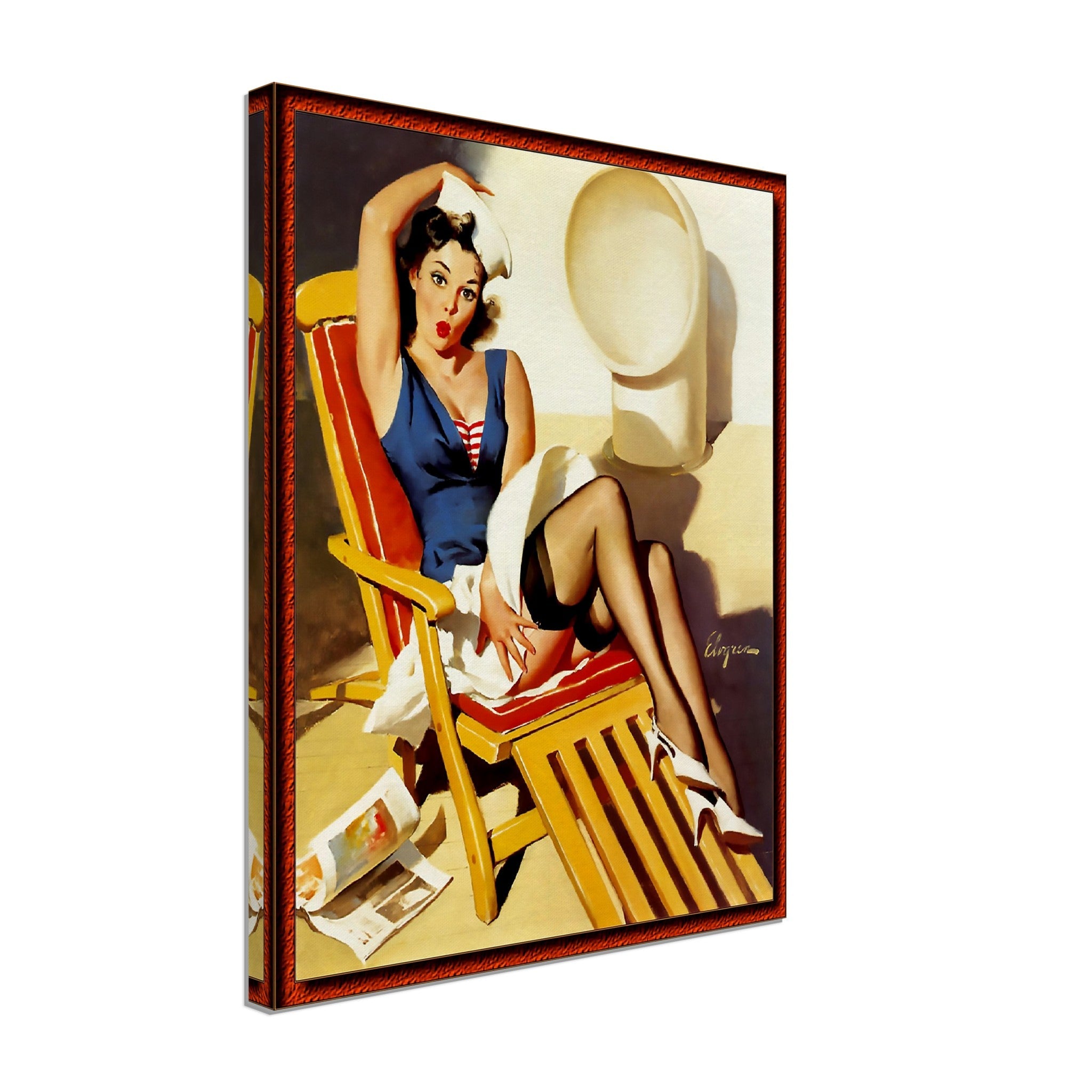 Pin Up Canvas, Gil Elvgren, Deck Chair Pin Up - Vintage Art - Retro Pin Up Girl Canvas Print - Late 1940'S - 1950'S - WallArtPrints4U