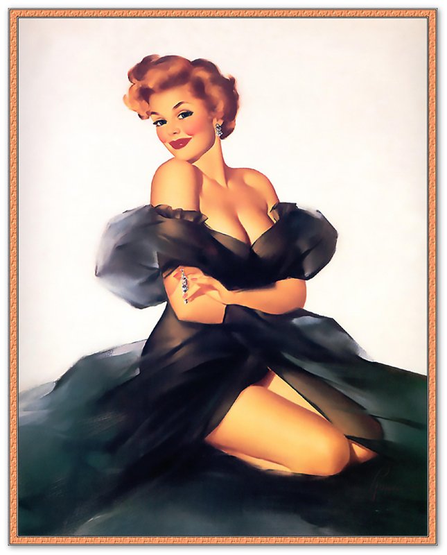 Pin Up Girl Poster, Little Black Dress, Edward Runci - Vintage Art