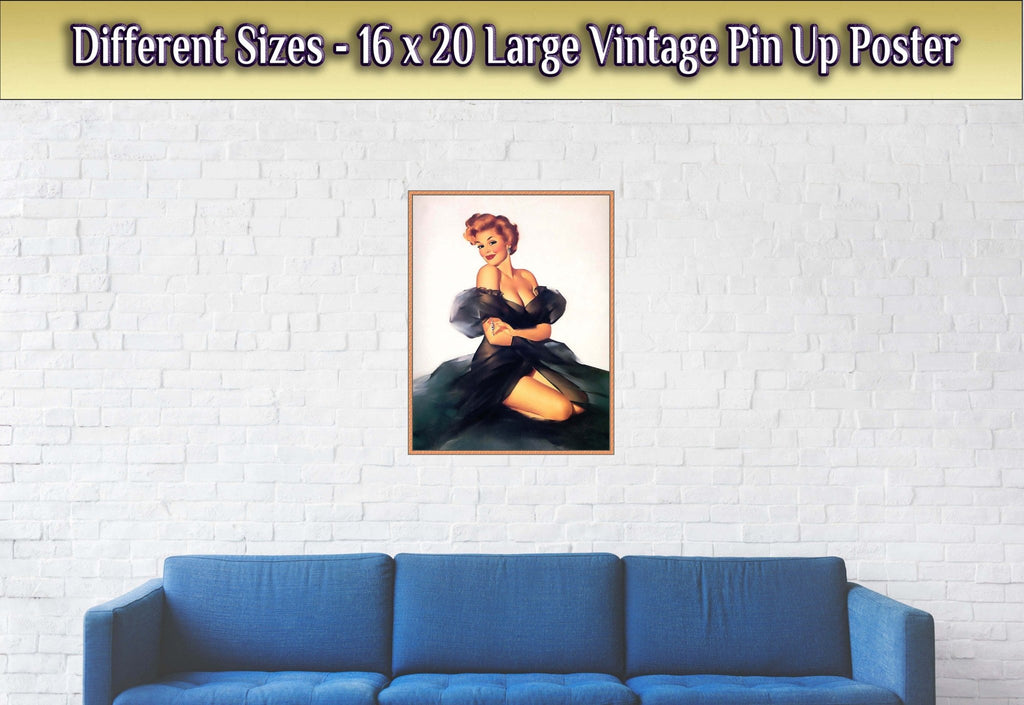Pin Up Girl Poster, Little Black Dress, Edward Runci - Vintage Art - R
