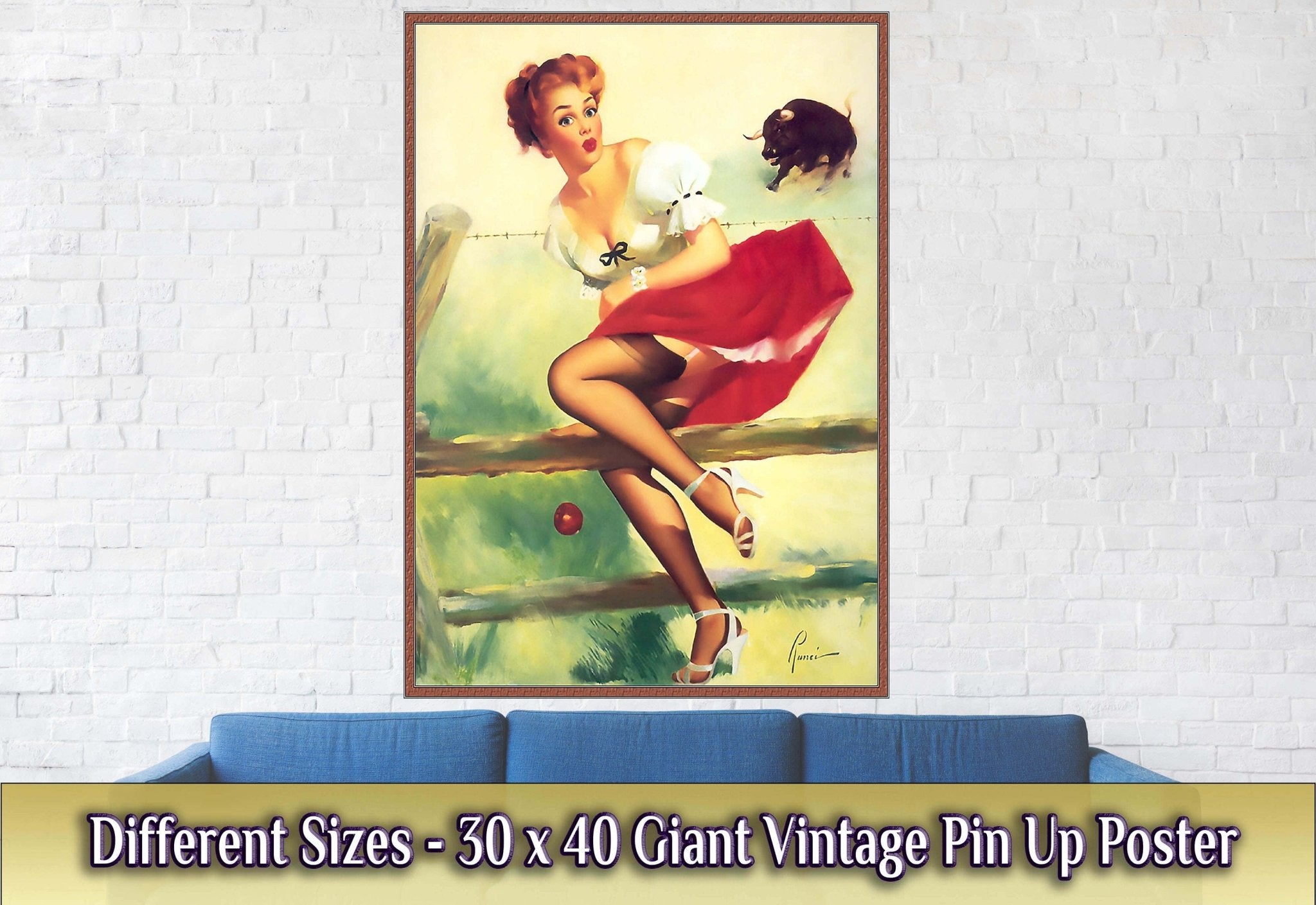 Pin Up Girl Poster, Vintage Pin Up - The Escape - Retro Pin Up Girl Print- Edward Runci, - Late 1940'S - 1950'S - WallArtPrints4U