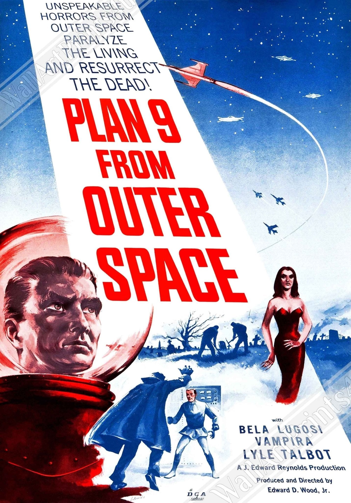 Plan 9 Poster, Vintage Movie Poster 1957 Poster Film Art - WallArtPrints4U