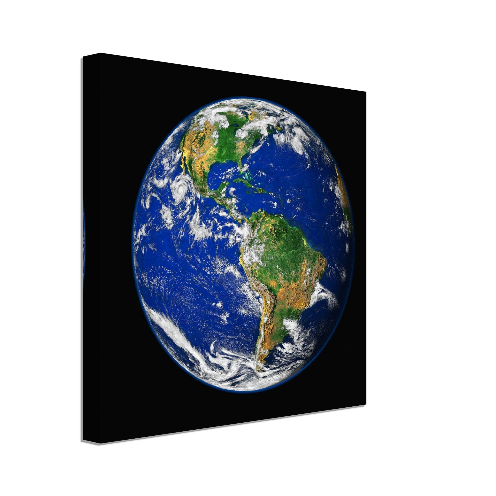 Planet Earth Canvas - Planet Earth Canvas Print With Hurricane Showing North And South American Continents. - WallArtPrints4U