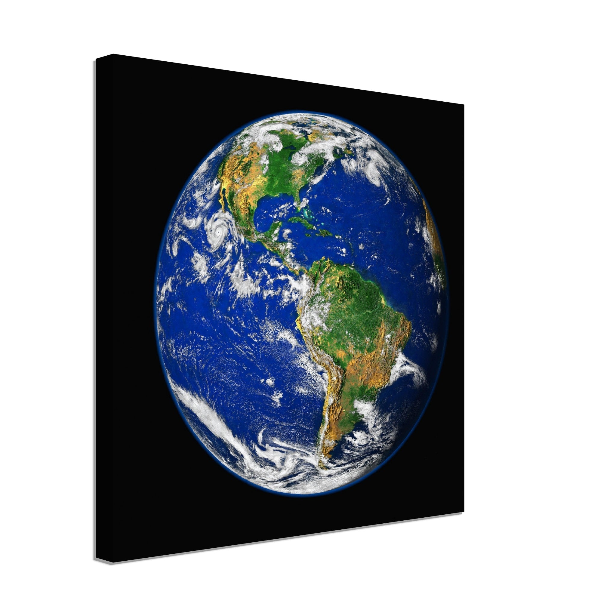 Planet Earth Canvas - Planet Earth Canvas Print With Hurricane Showing North And South American Continents. - WallArtPrints4U