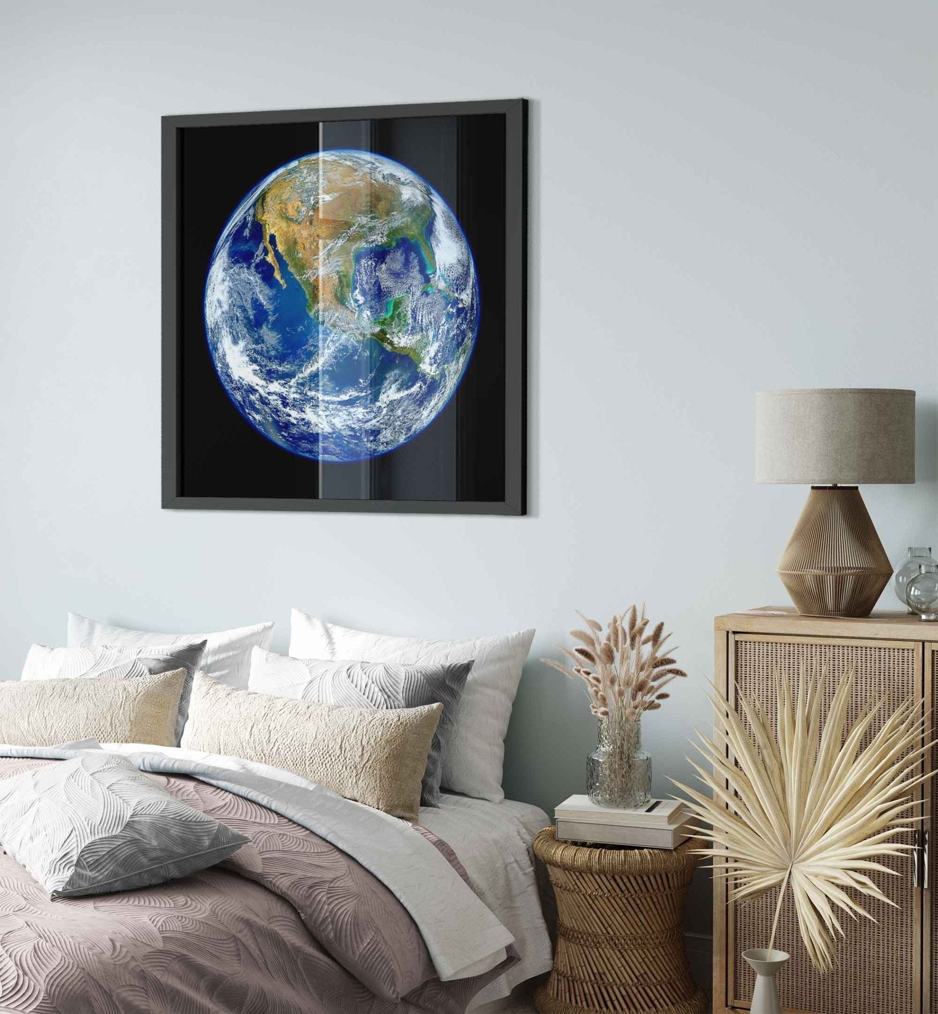 Planet Earth Framed - Planet Earth Framed Print North America Low Orbit. - WallArtPrints4U