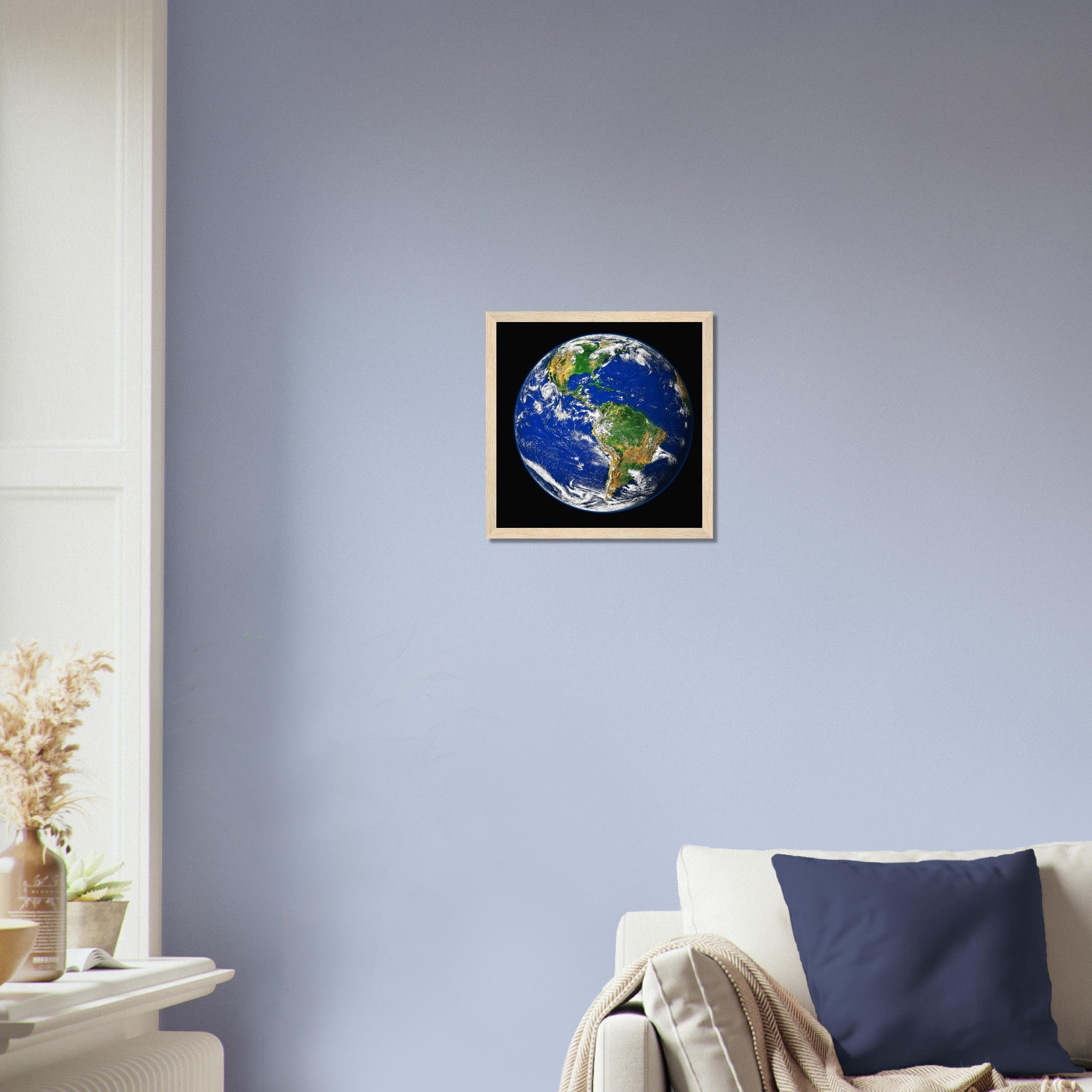 Planet Earth Framed - Planet Earth Framed Print With Hurricane Showing North And South American Continents. - WallArtPrints4U