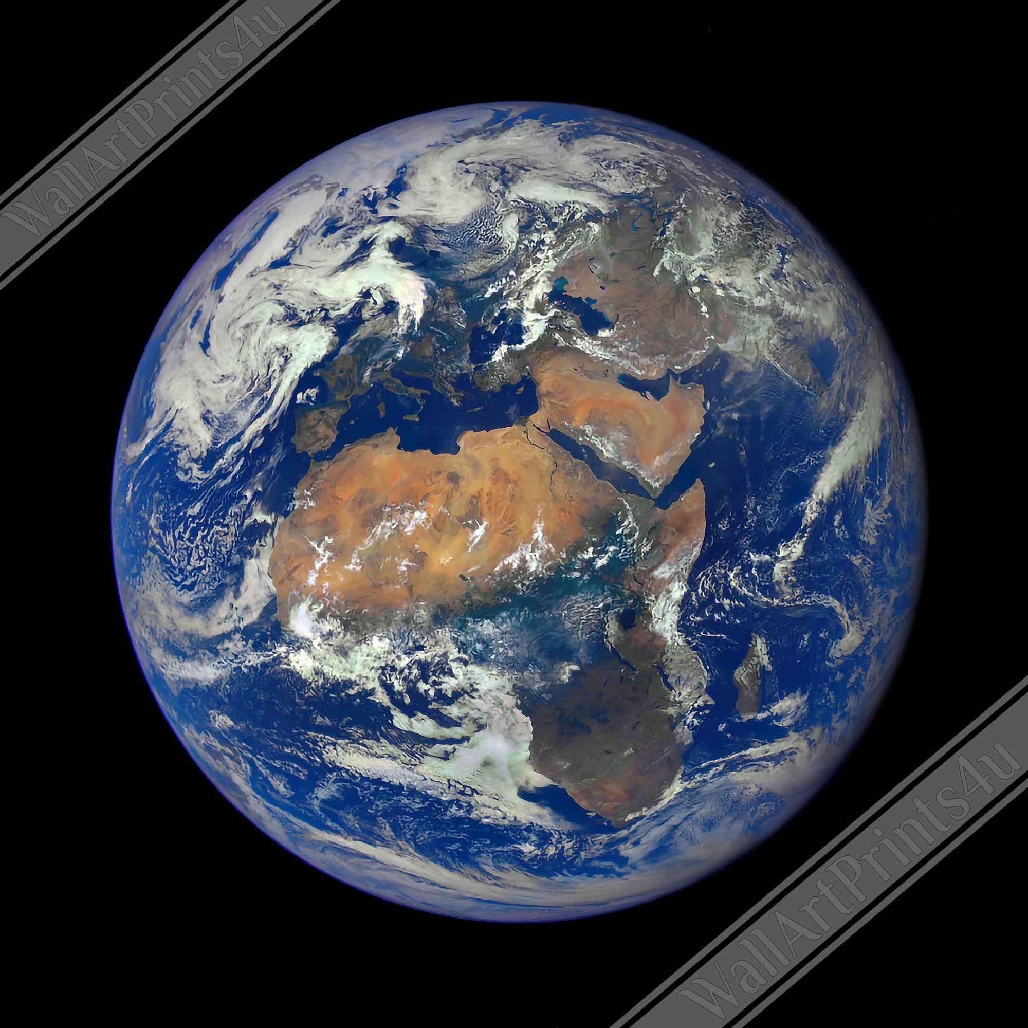 Planet Earth Poster - Planet Earth Print Africa & Europe Deep Space Climate Observatory - WallArtPrints4U