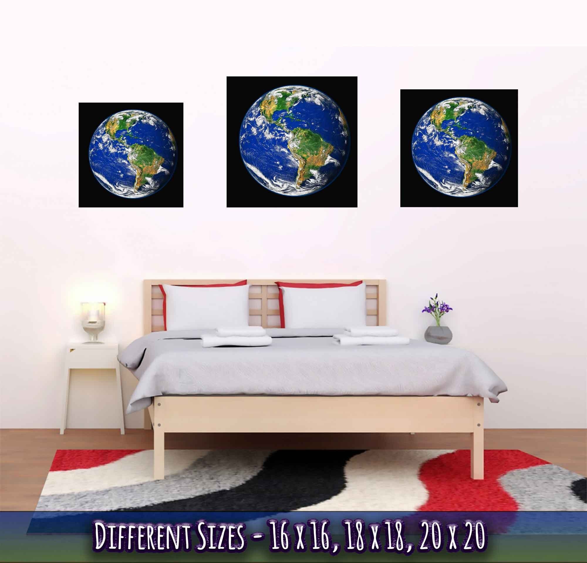 Planet Earth Poster - Planet Earth Print With Hurricane Showing North And South American Continents - WallArtPrints4U