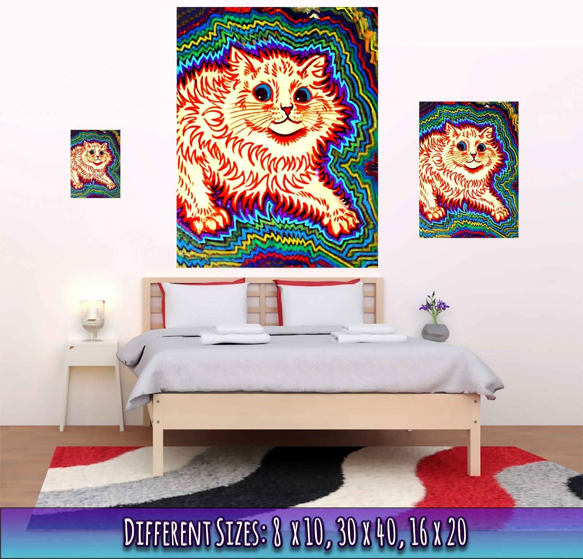 Psychedelic Cat Poster, Louis Wain Psychedelic Cat Print - WallArtPrints4U