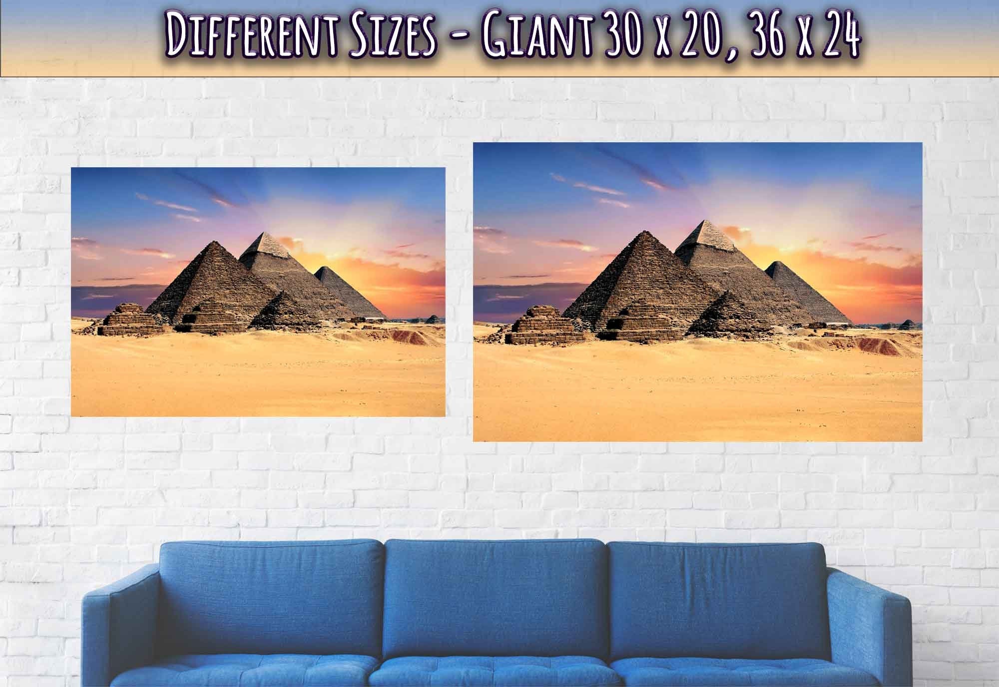 Pyramids Poster Great Pyramids Of Khufu, Menkaure And Khafre Egyptian Pyramids Of Giza - WallArtPrints4U