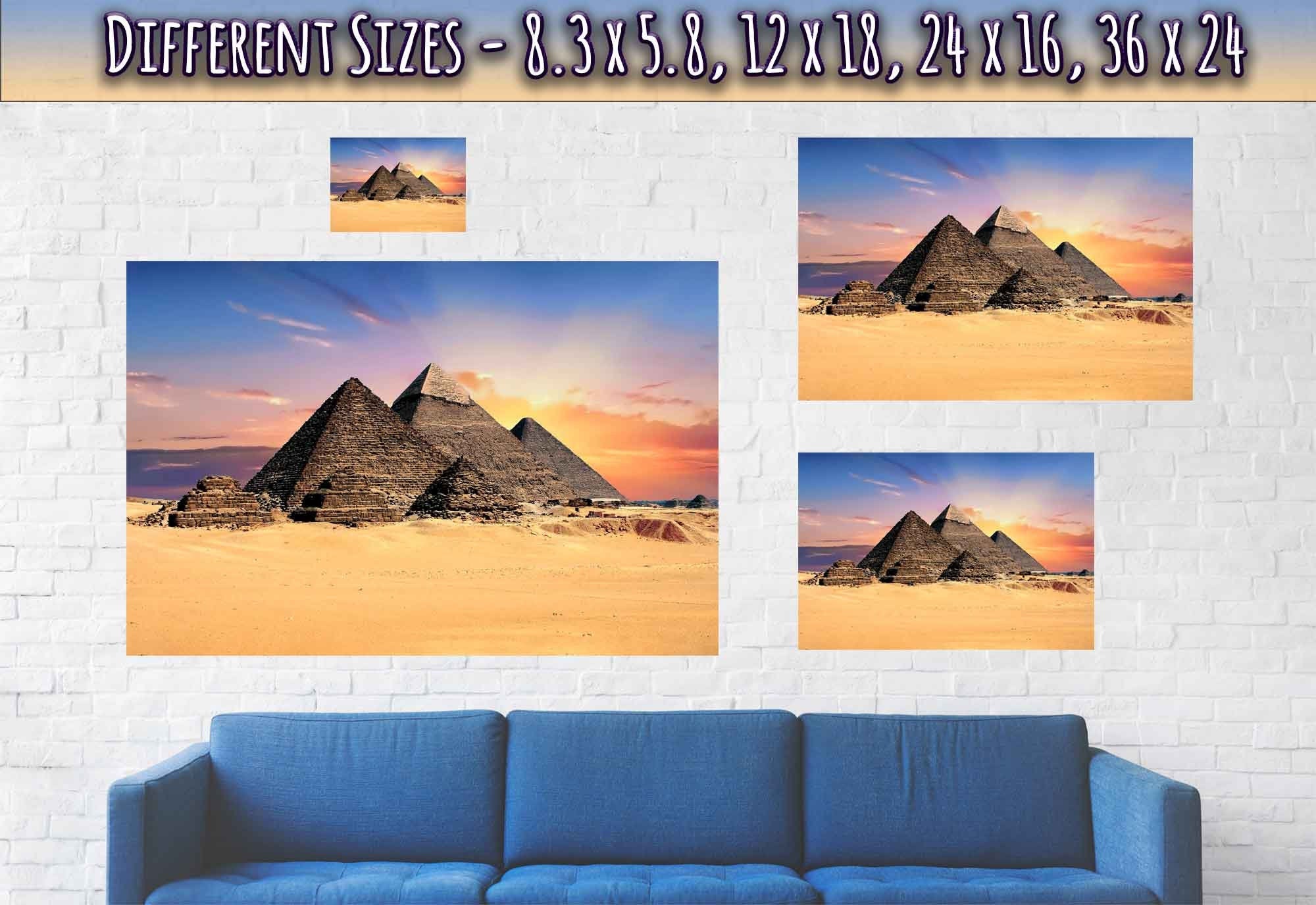 Pyramids Poster Great Pyramids Of Khufu, Menkaure And Khafre Egyptian Pyramids Of Giza - WallArtPrints4U