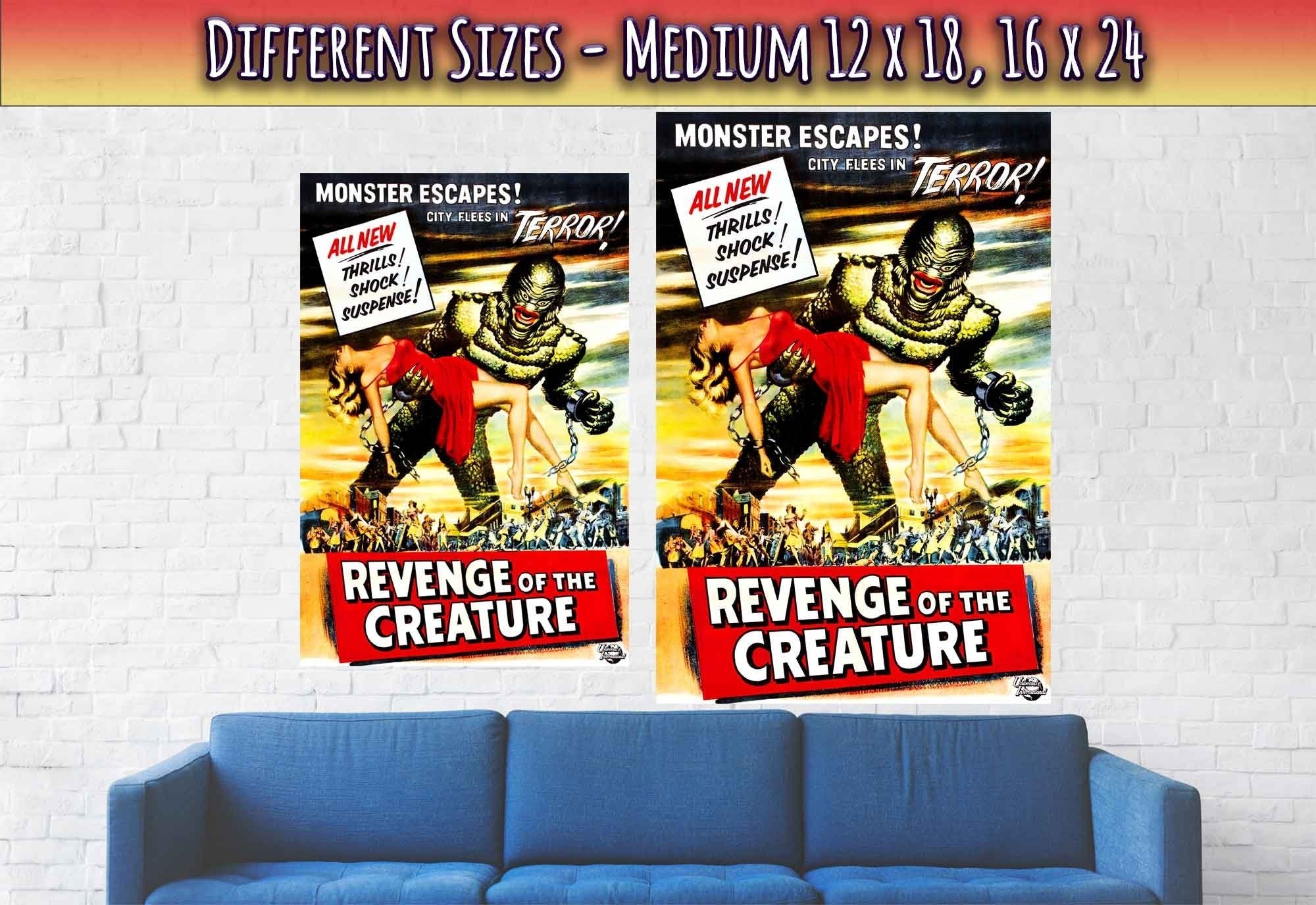 Revenge Of The Creature Poster, Vintage Horror Movie Poster 1955 - WallArtPrints4U