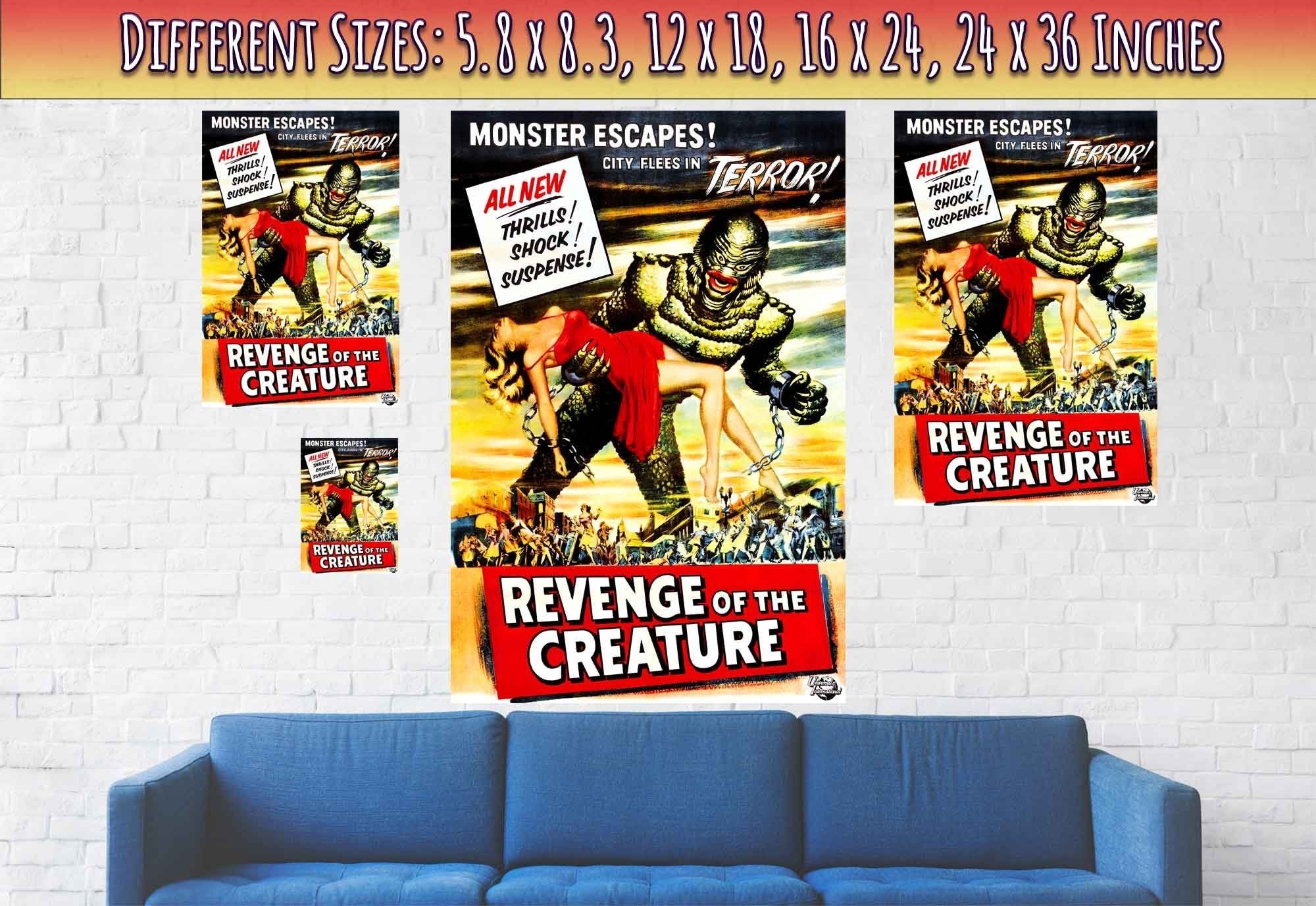 Revenge Of The Creature Poster, Vintage Horror Movie Poster 1955 - WallArtPrints4U