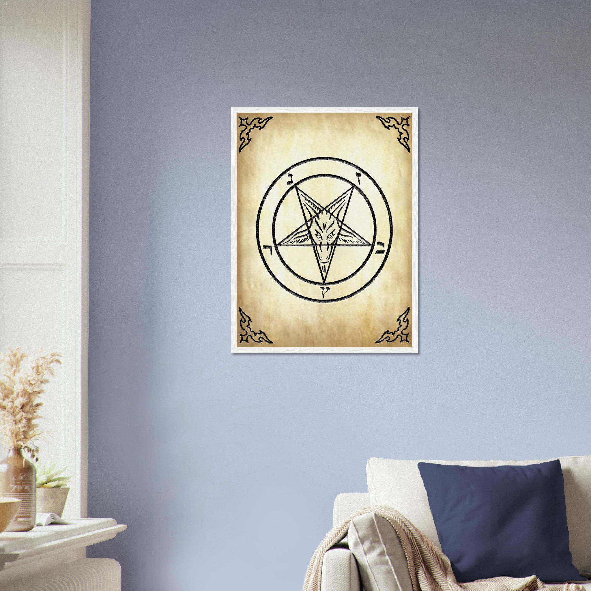 Satanic Goat Framed - Sigil Of Baphomet Framed - Satanic Goat Pentagram Framed Print Aged Parchment UK, EU, USA, AUS Domestic Shipping - WallArtPrints4U