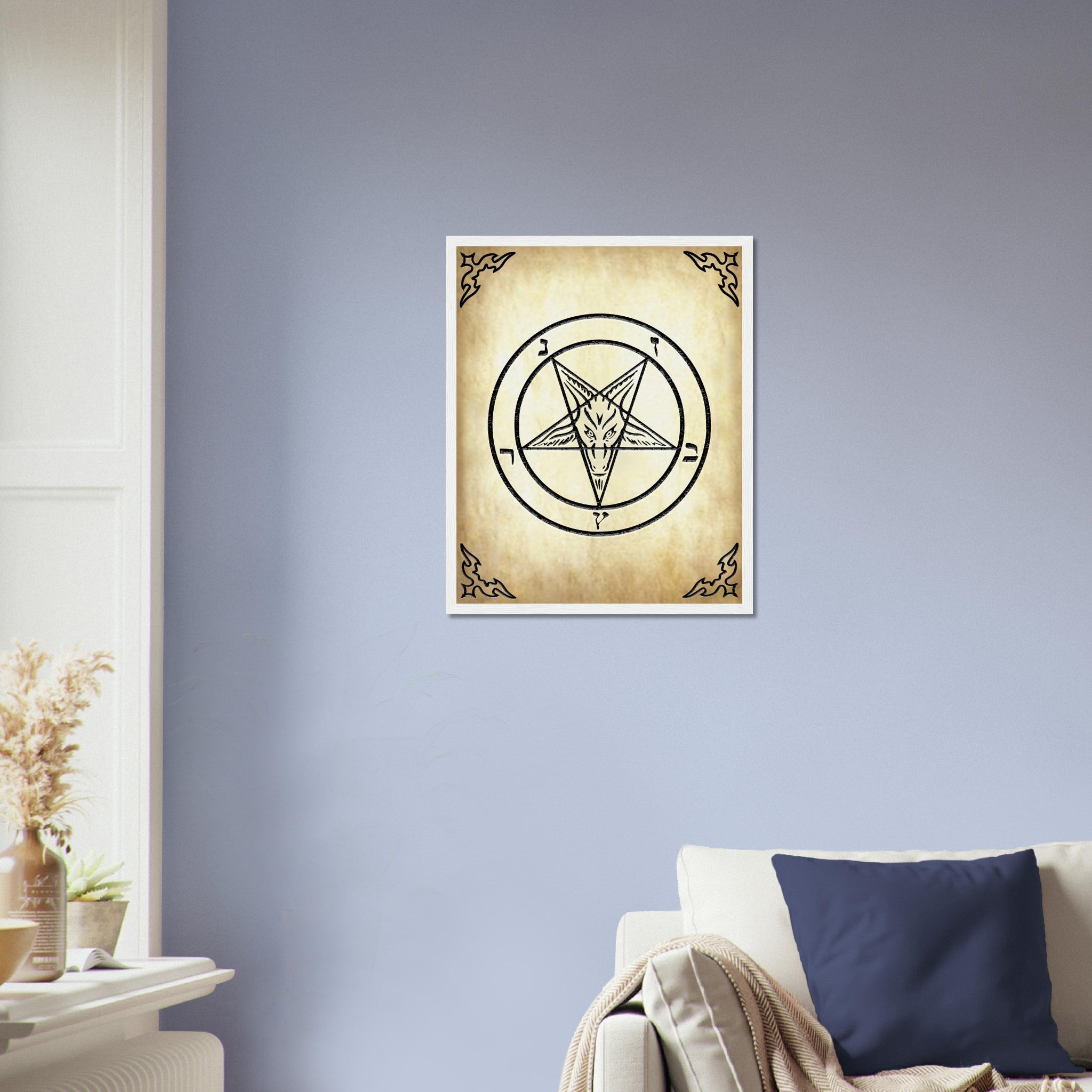 Satanic Goat Framed - Sigil Of Baphomet Framed - Satanic Goat Pentagram Framed Print Aged Parchment UK, EU, USA, AUS Domestic Shipping - WallArtPrints4U