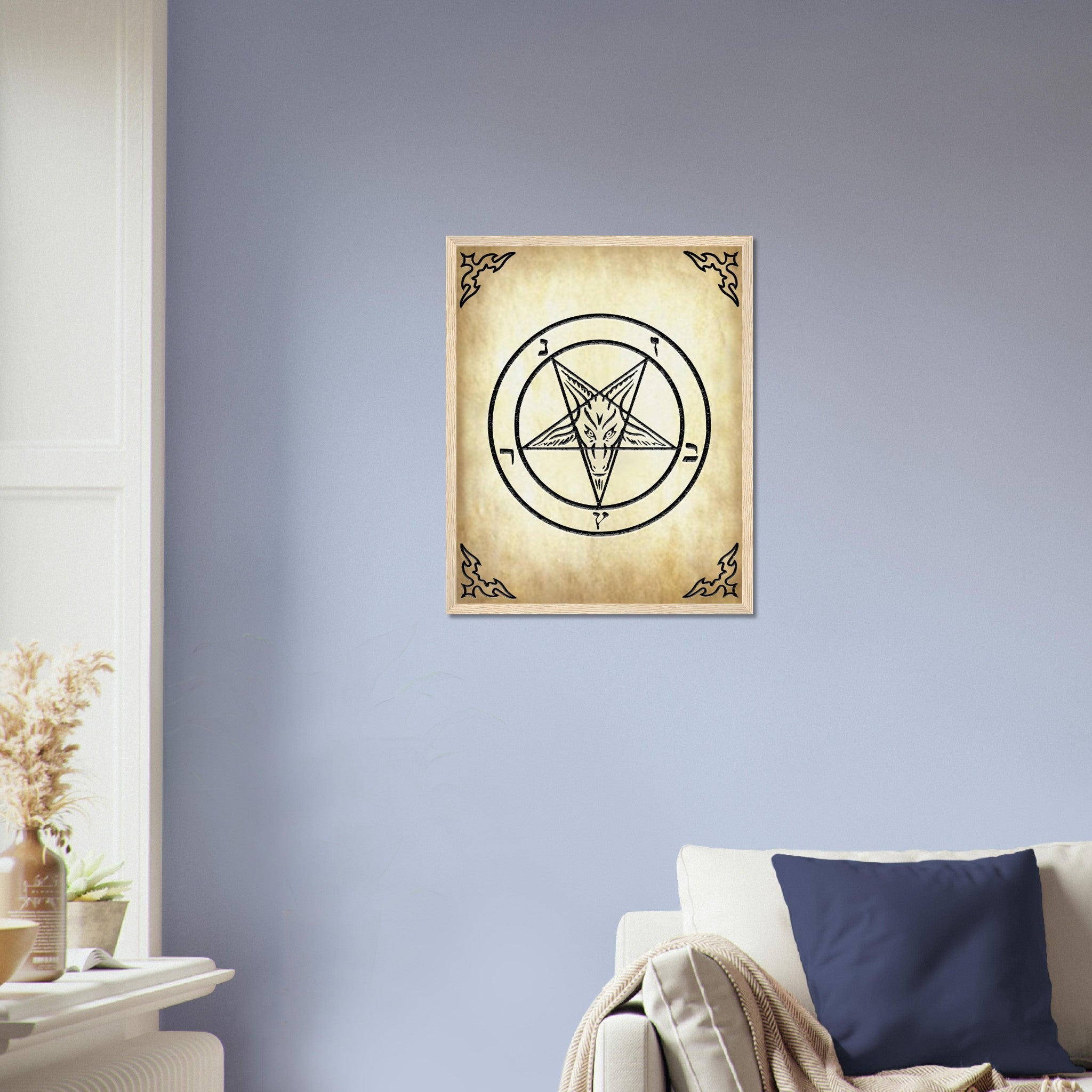 Satanic Goat Framed - Sigil Of Baphomet Framed - Satanic Goat Pentagram Framed Print Aged Parchment UK, EU, USA, AUS Domestic Shipping - WallArtPrints4U