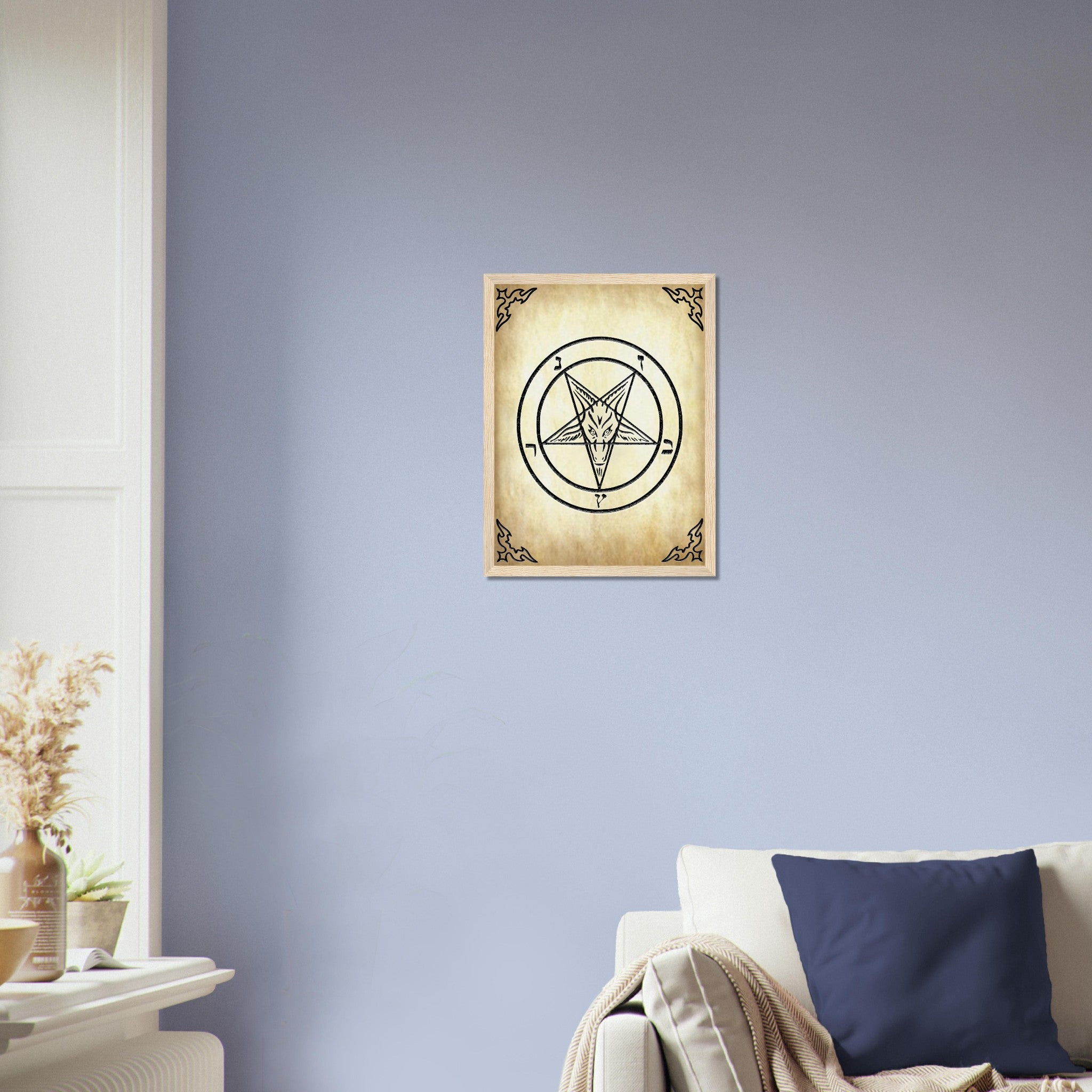 Satanic Goat Framed - Sigil Of Baphomet Framed - Satanic Goat Pentagram Framed Print Aged Parchment UK, EU, USA, AUS Domestic Shipping - WallArtPrints4U