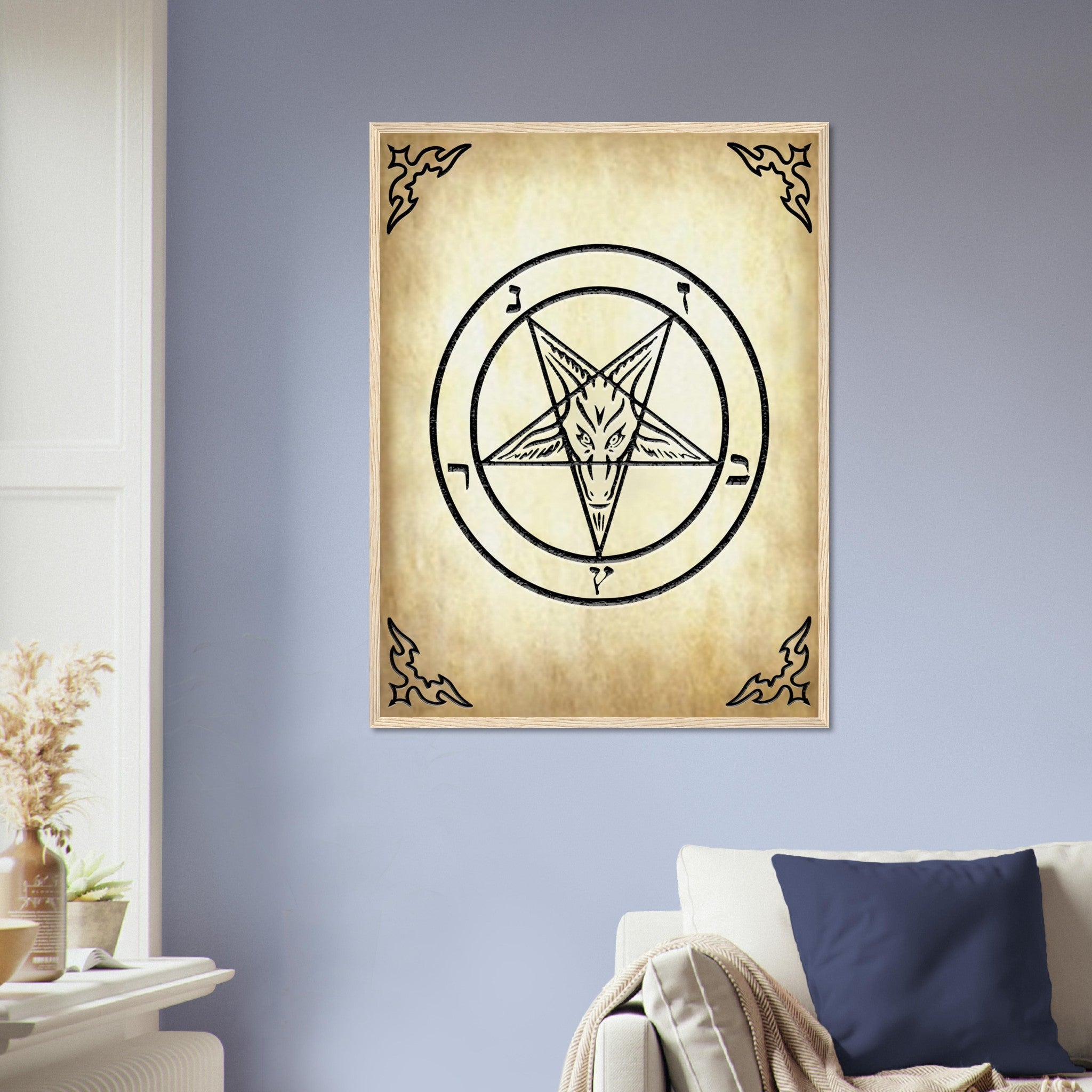 Satanic Goat Framed - Sigil Of Baphomet Framed - Satanic Goat Pentagram Framed Print Aged Parchment UK, EU, USA, AUS Domestic Shipping - WallArtPrints4U