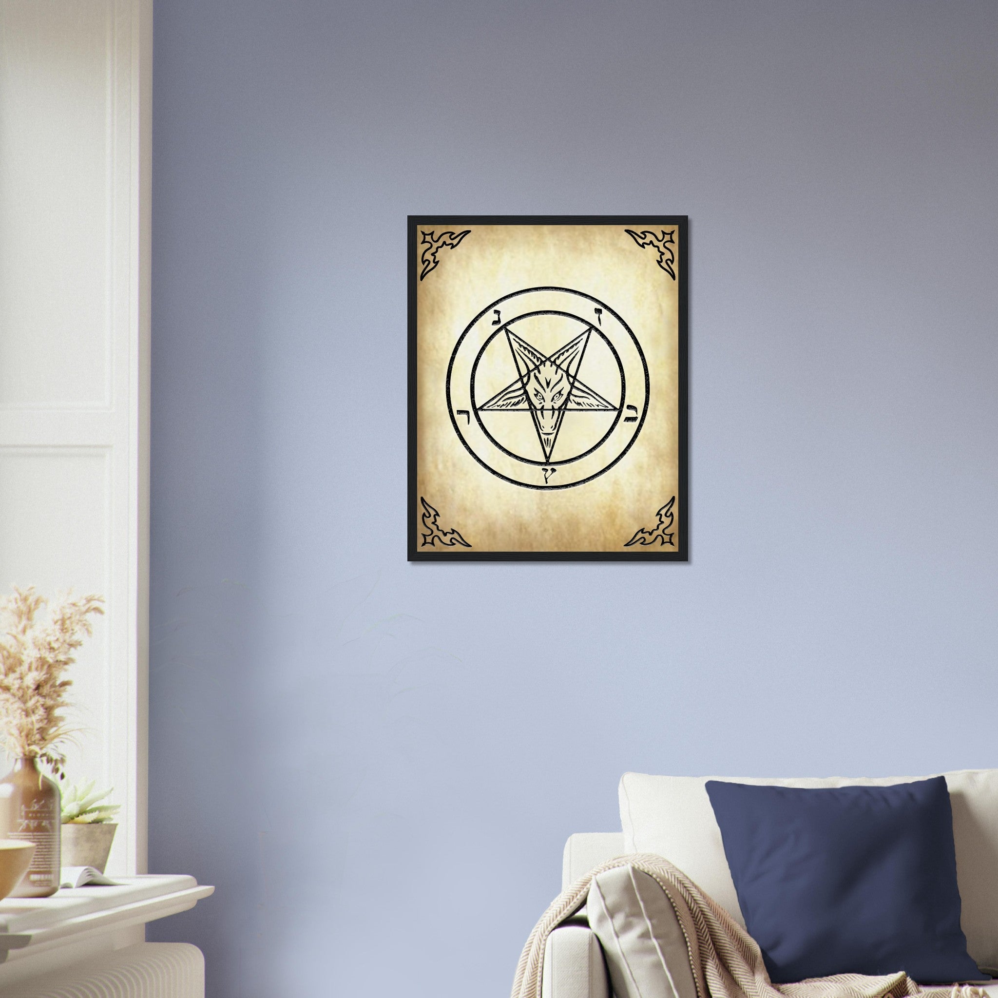 Satanic Goat Framed - Sigil Of Baphomet Framed - Satanic Goat Pentagram Framed Print Aged Parchment UK, EU, USA, AUS Domestic Shipping - WallArtPrints4U