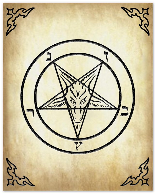 Satanic Goat Poster - Sigil Of Baphomet Poster - Satanic Goat Pentagram Print Aged Parchment - WallArtPrints4U