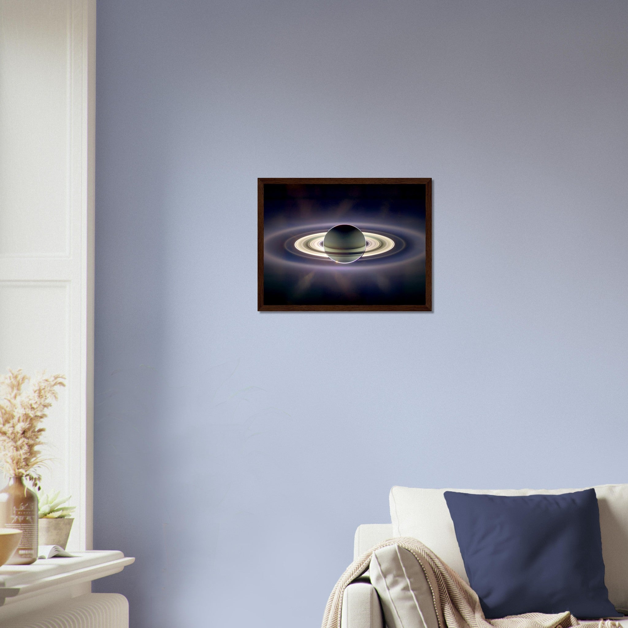 Saturn Framed - Vintage Saturn Eclipsing Sun From Cassini Spacecraft - WallArtPrints4U