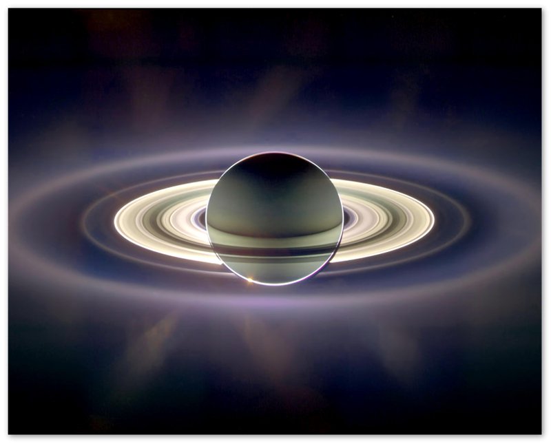 Saturn Poster - Vintage Saturn Eclipsing Sun From Cassini Spacecraft - WallArtPrints4U