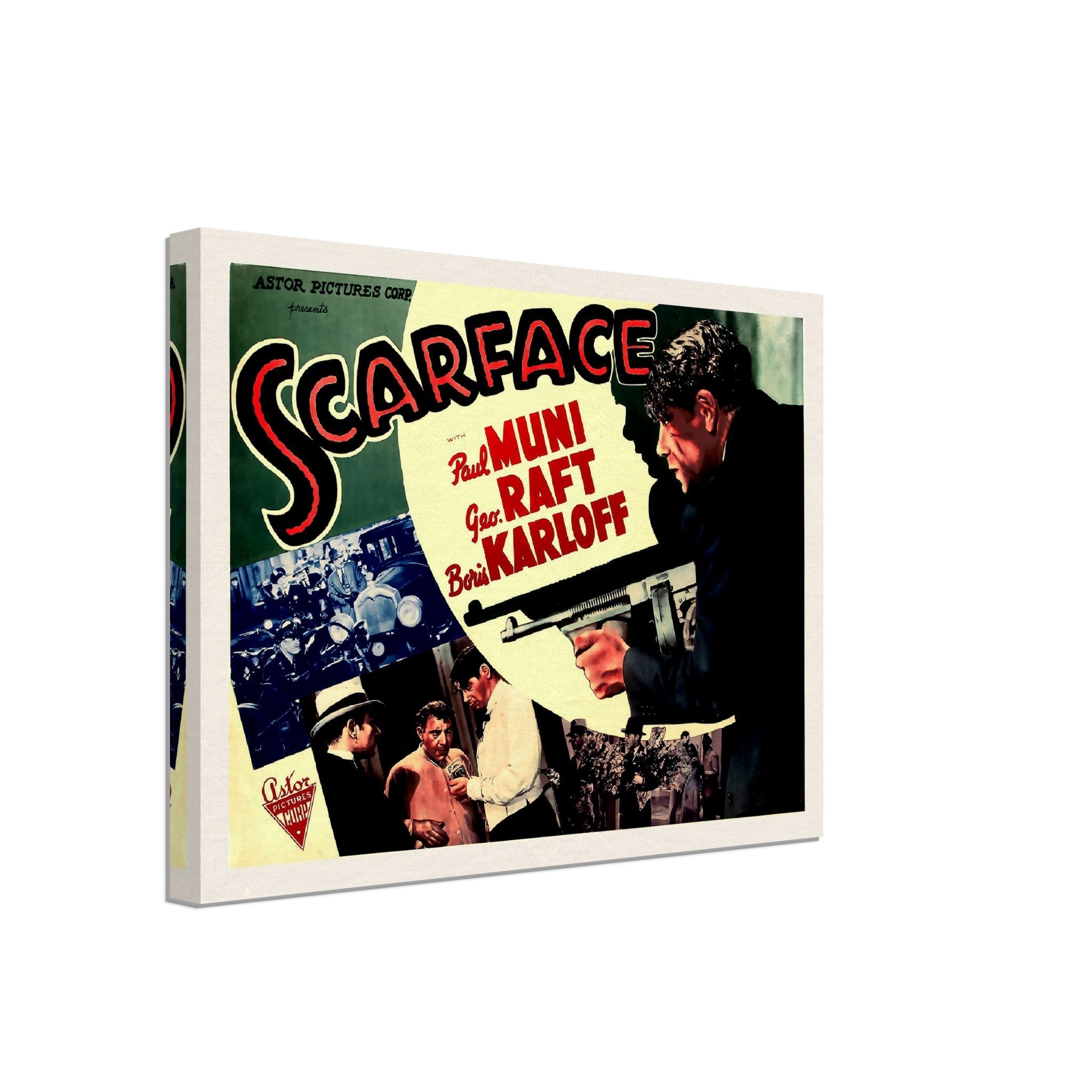 Scarface Movie Canvas, Original Vintage Movie Canvas 1932 Movie Art - Paul Muni, George Raft, Boris Karloff, Ann Dvorak - WallArtPrints4U