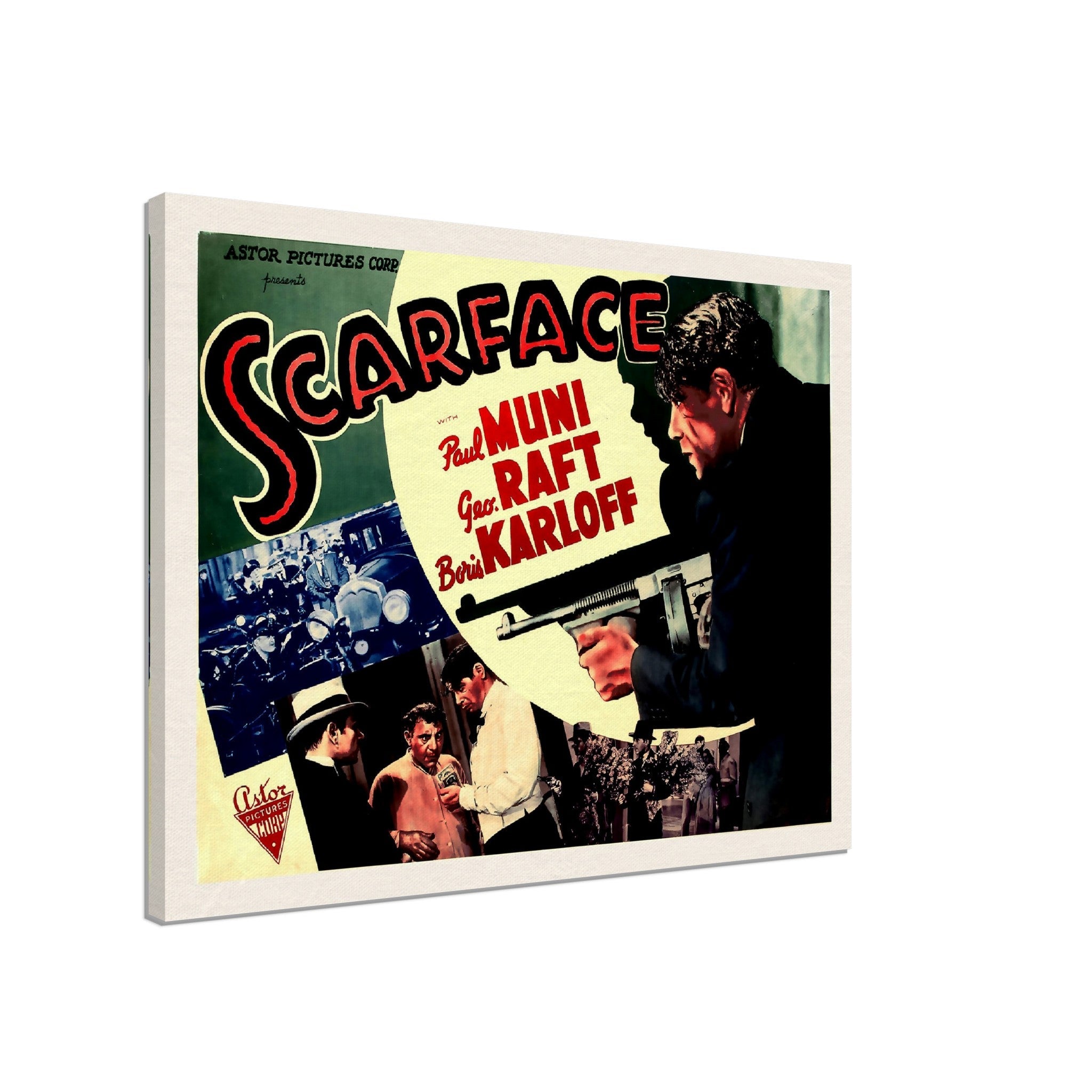 Scarface Movie Canvas, Original Vintage Movie Canvas 1932 Movie Art - Paul Muni, George Raft, Boris Karloff, Ann Dvorak - WallArtPrints4U