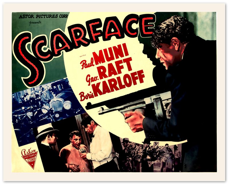 Scarface Movie Poster, Original Vintage Movie Poster 1932 Movie Art - Paul Muni, George Raft, Boris Karloff, Ann Dvorak - WallArtPrints4U