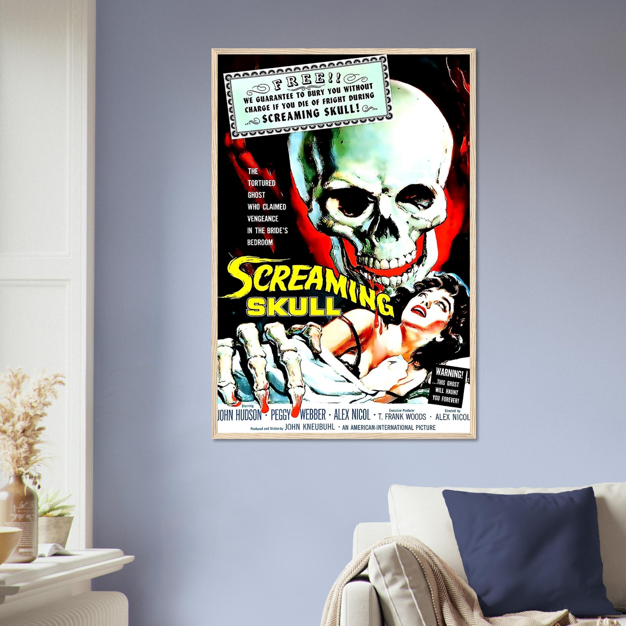 Screaming Skull Framed, Vintage Horror Movie Framed 1958 Framed Film Art - John Hudson, Peggy Webber - WallArtPrints4U