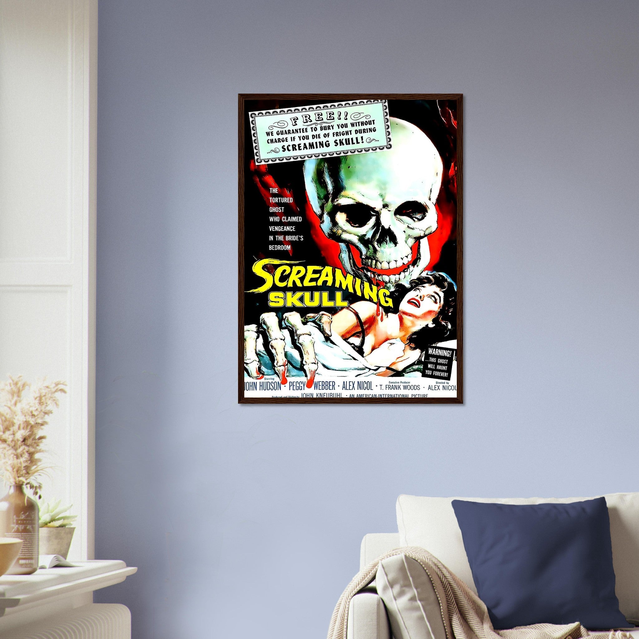 Screaming Skull Framed, Vintage Horror Movie Framed 1958 Framed Film Art - John Hudson, Peggy Webber - WallArtPrints4U