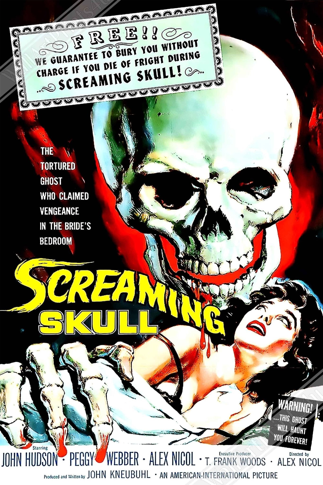 Screaming Skull Framed, Vintage Horror Movie Framed 1958 Framed Film Art - John Hudson, Peggy Webber - WallArtPrints4U