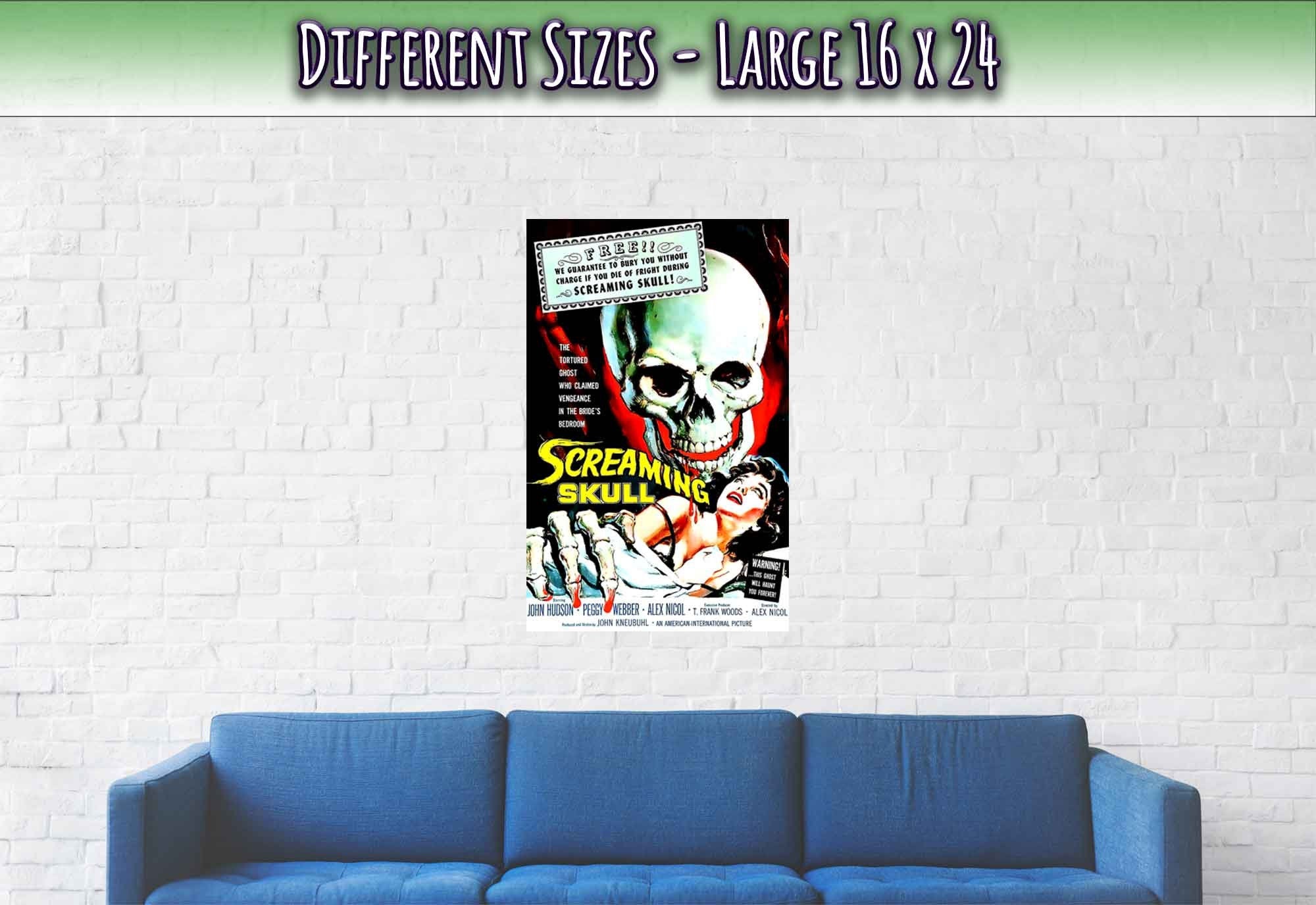 Screaming Skull Poster, Vintage Horror Movie Poster 1958 Poster Film Art - John Hudson, Peggy Webber - WallArtPrints4U