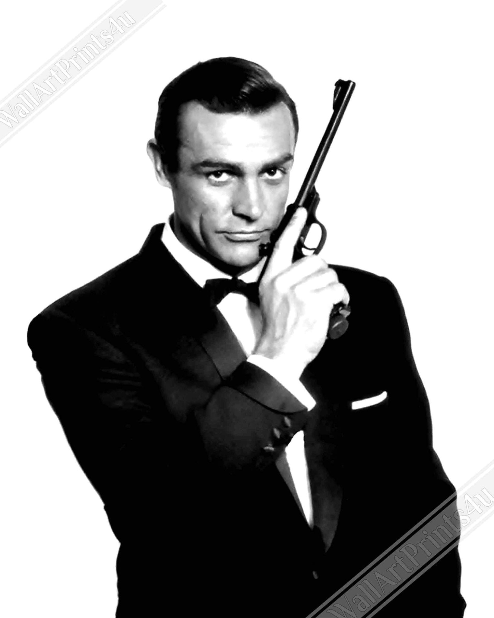 Sean Connery Poster, James Bond With Gun Poster, Vintage Photo Portrait - Sean Connery Print - WallArtPrints4U