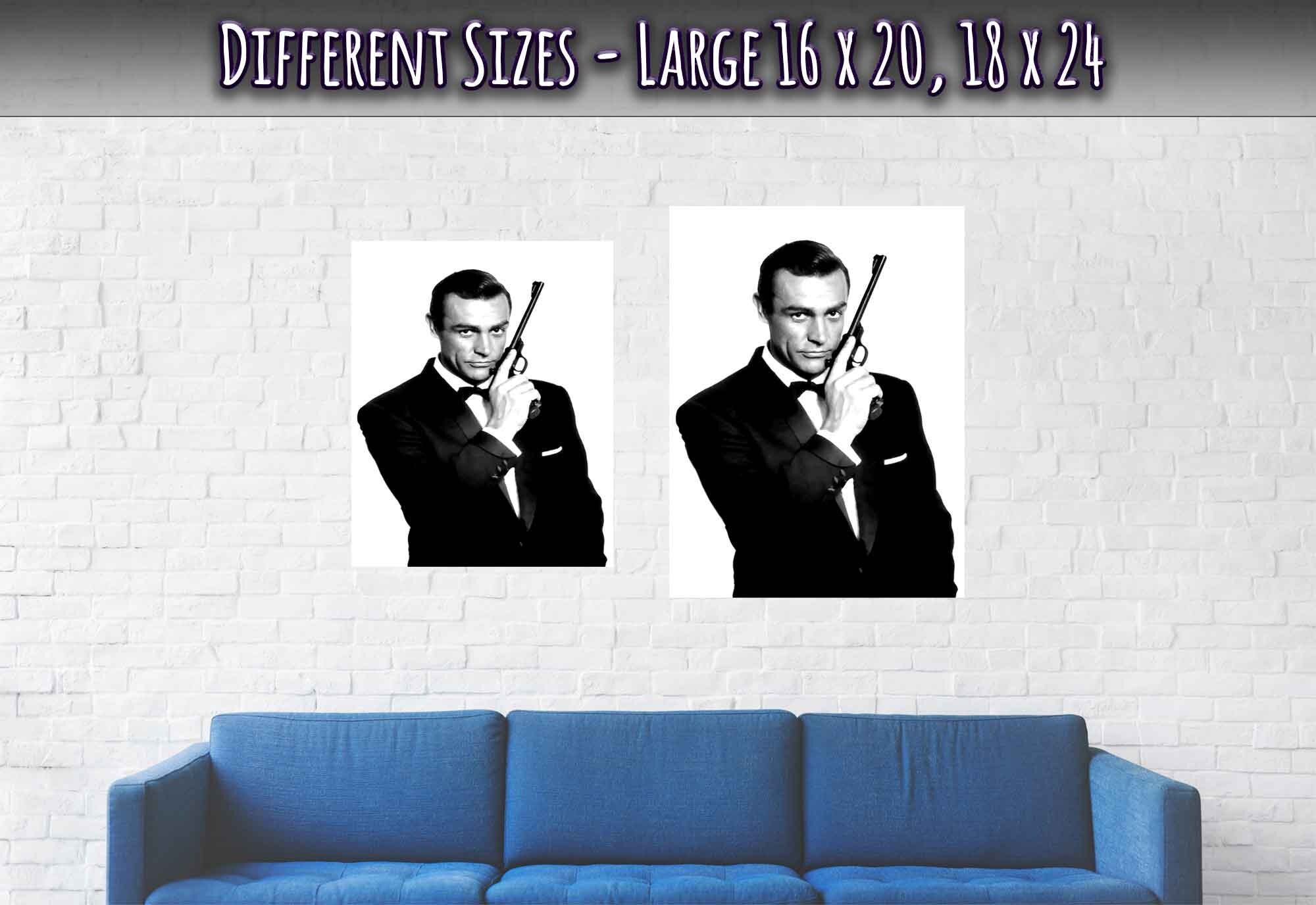Sean Connery Poster, James Bond With Gun Poster, Vintage Photo Portrait - Sean Connery Print - WallArtPrints4U