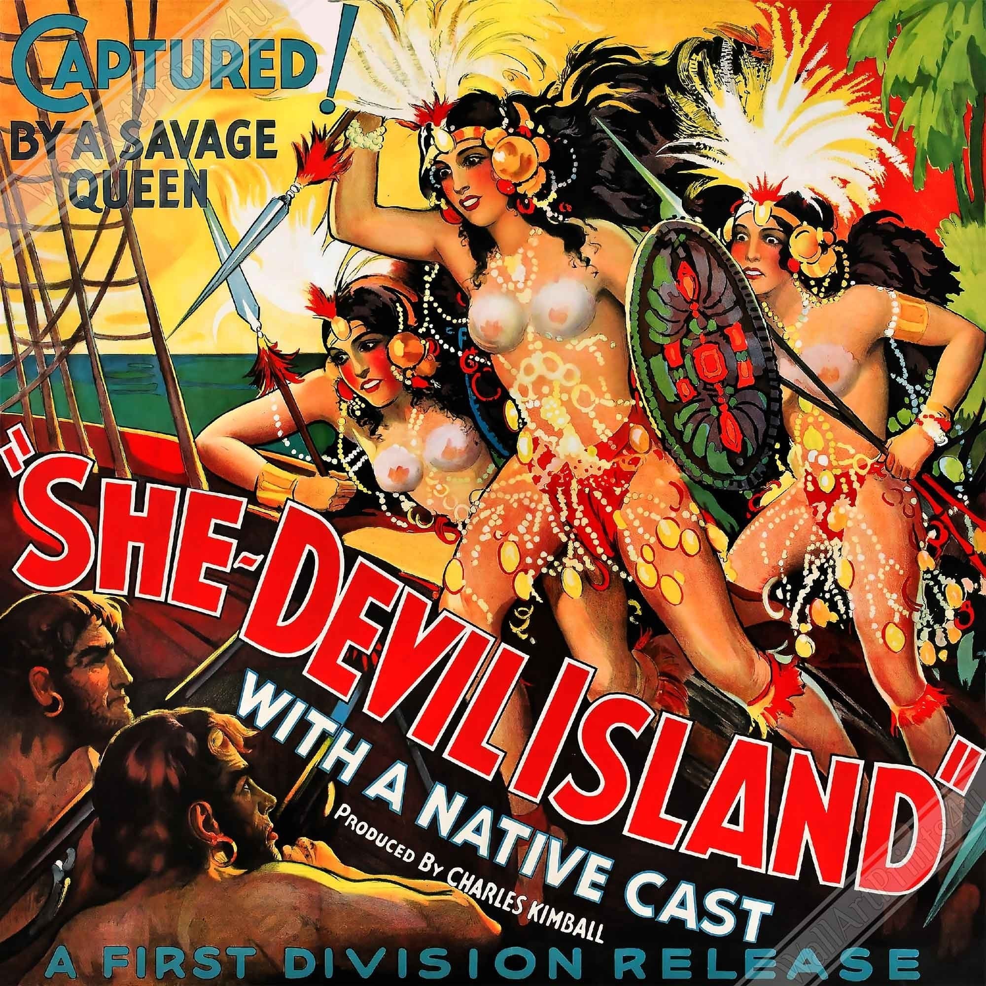 She Devil Canvas, She Devil Island Vintage Horror Movie Canvas 1936 Canvas Film Art - Ramon Pereda, Adriana Lamar - WallArtPrints4U