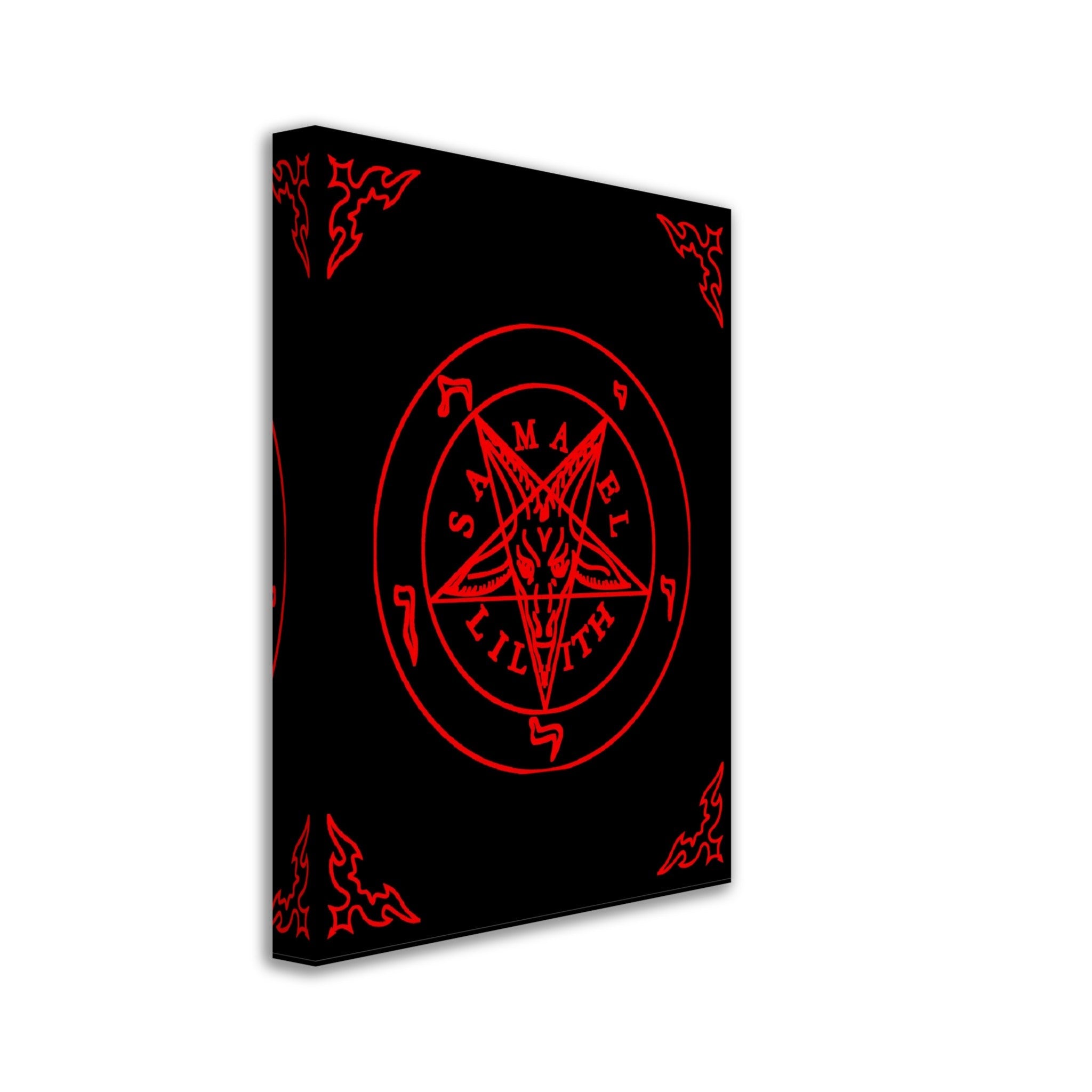 Sigil Of Baphomet Canvas - Red Seal Of Baphomet Canvas - Red On Black - Samael Lilith Version Canvas Print - WallArtPrints4U