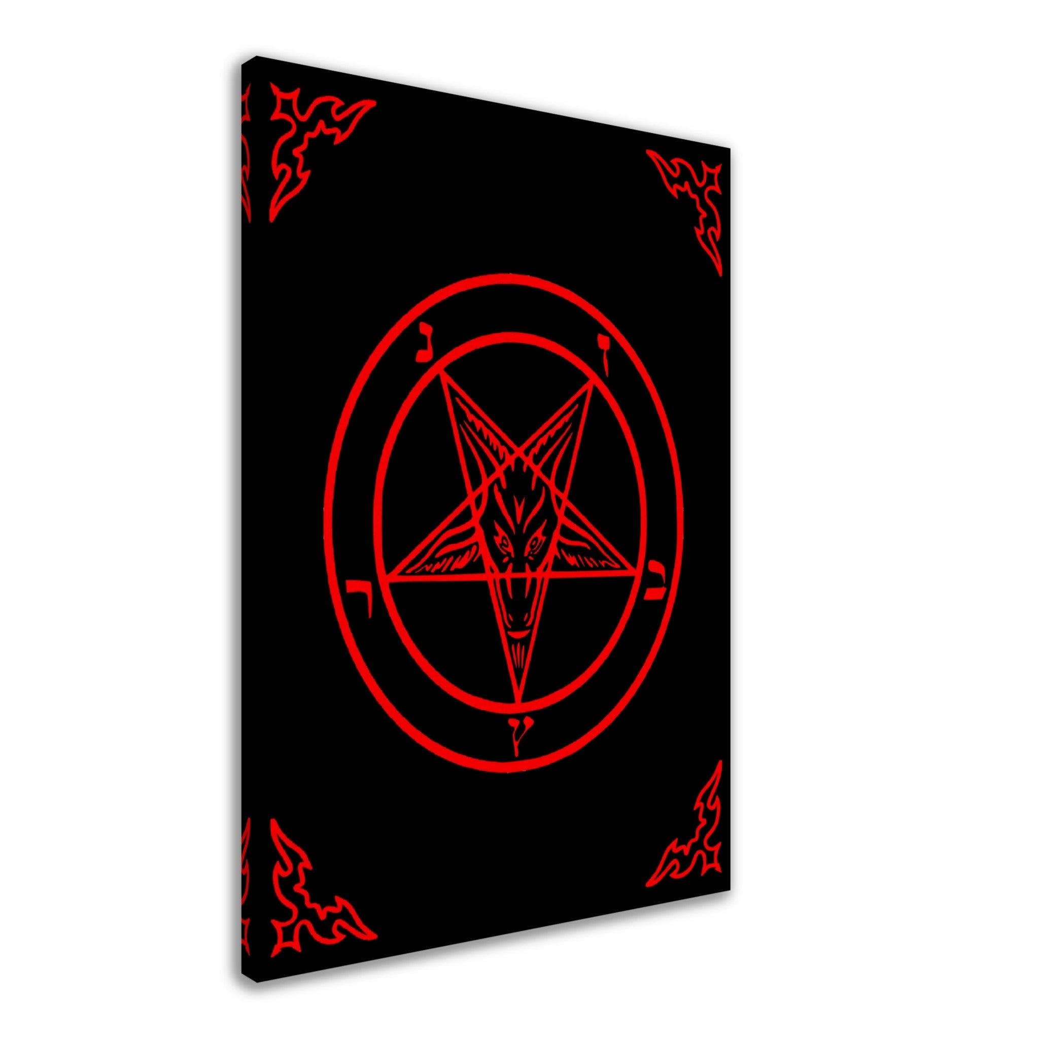 Sigil Of Baphomet Canvas - Red Seal Of Baphomet Canvas - Red On Black - Samael Lilith Version Canvas Print - WallArtPrints4U