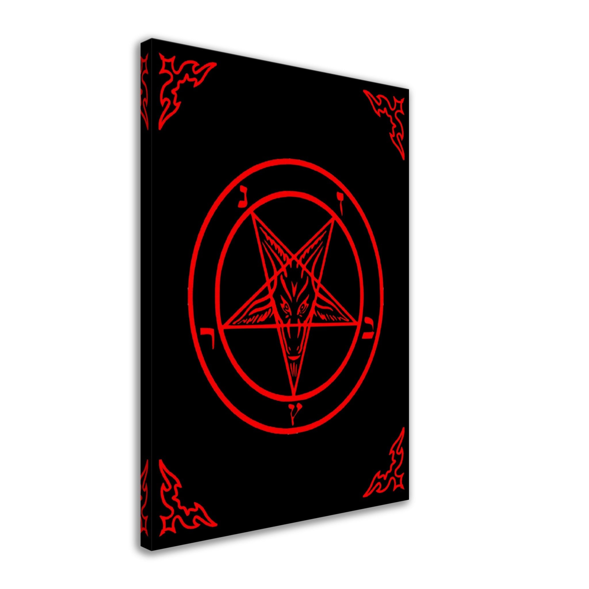 Sigil Of Baphomet Canvas - Red Seal Of Baphomet Canvas - Red On Black - Samael Lilith Version Canvas Print - WallArtPrints4U