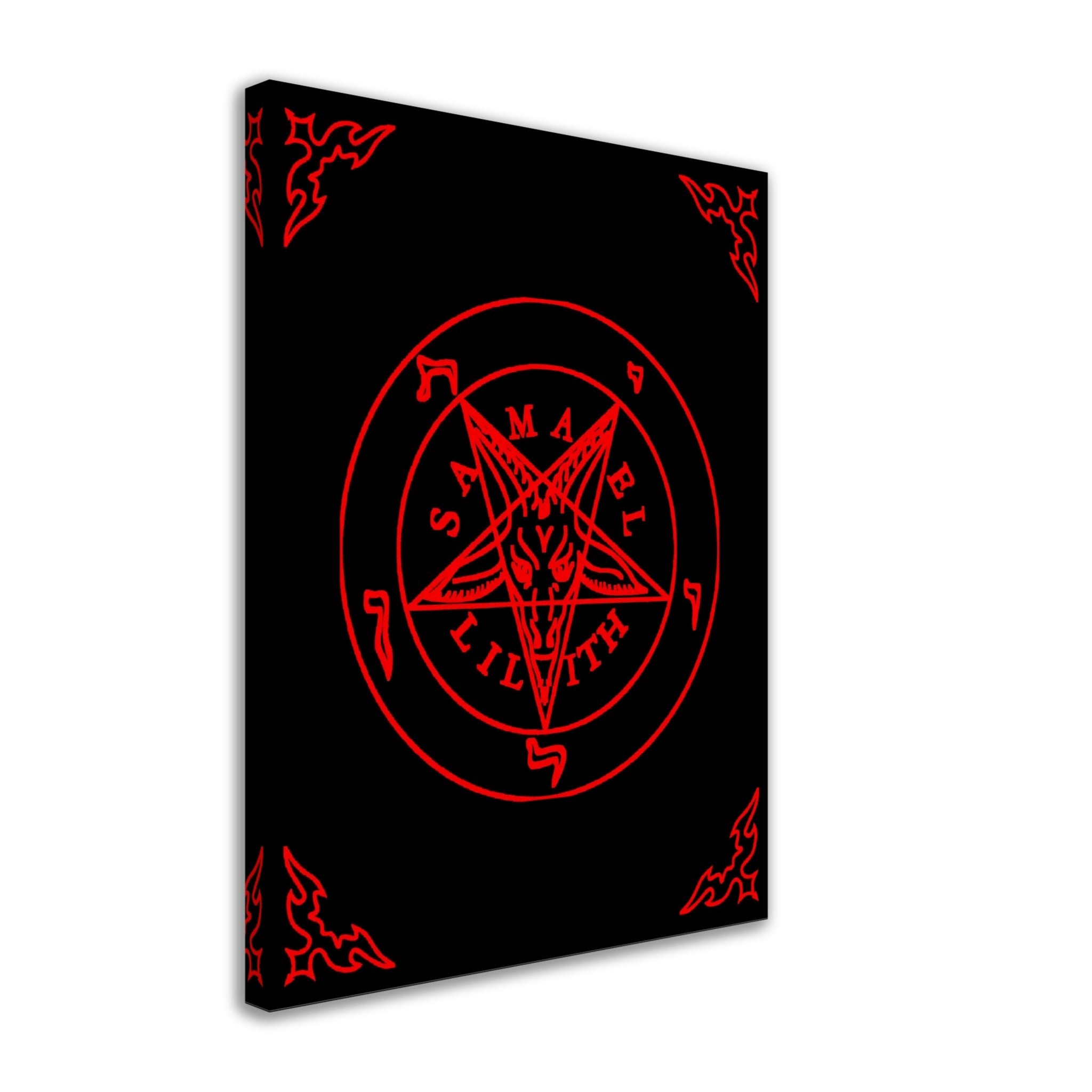 Sigil Of Baphomet Canvas - Red Seal Of Baphomet Canvas - Red On Black - Samael Lilith Version Canvas Print - WallArtPrints4U